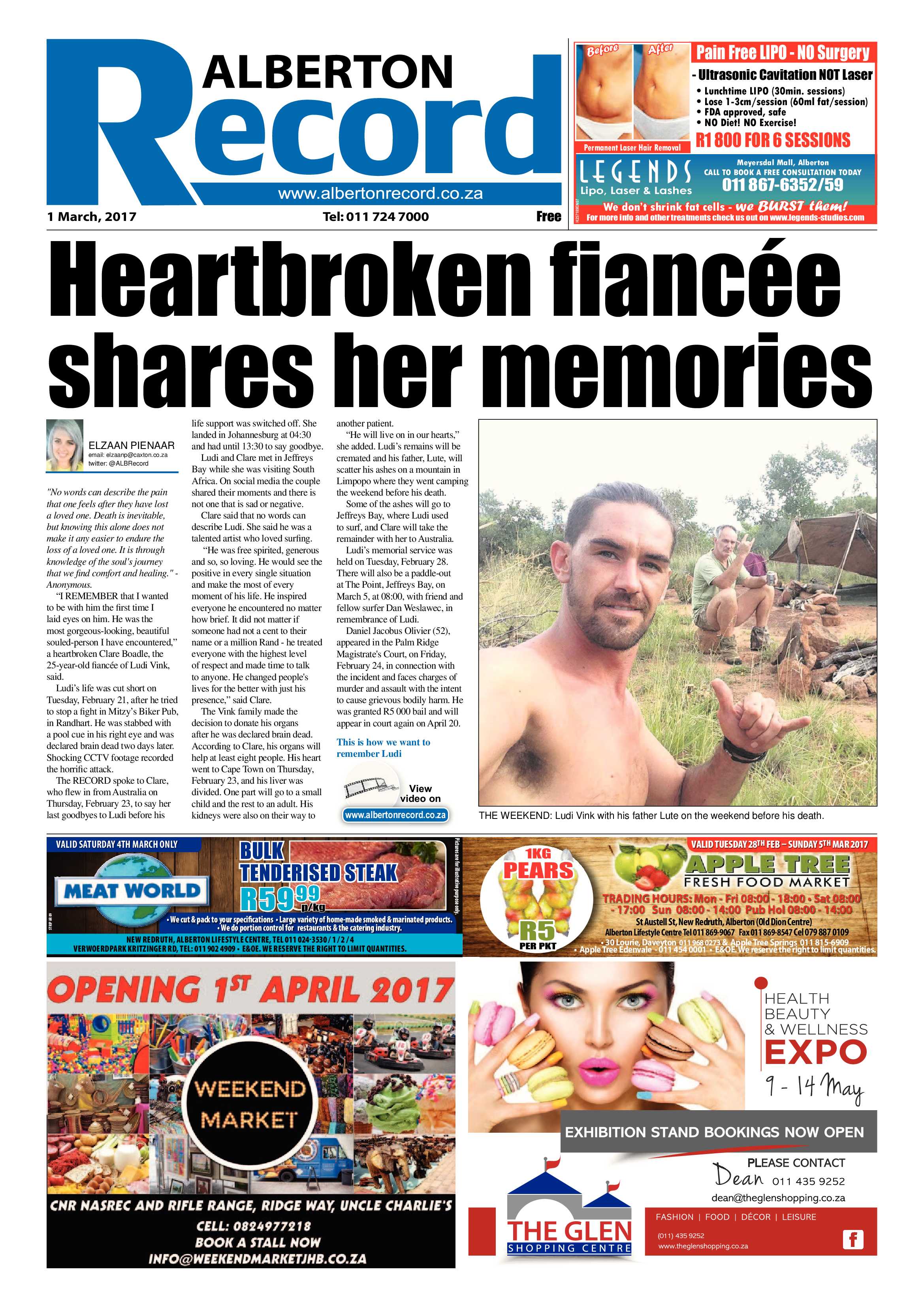 Alberton Record 01 March 2017 page 1