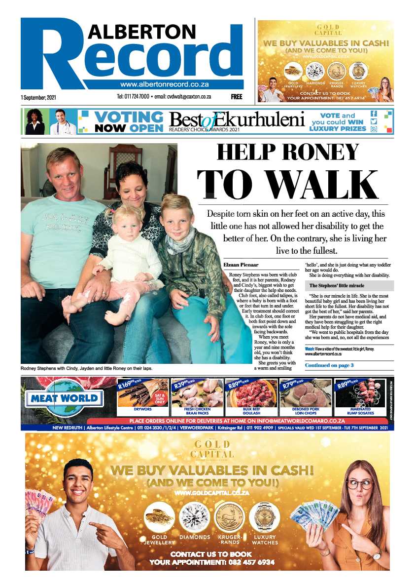 Alberton Record 01 September 2021 page 1