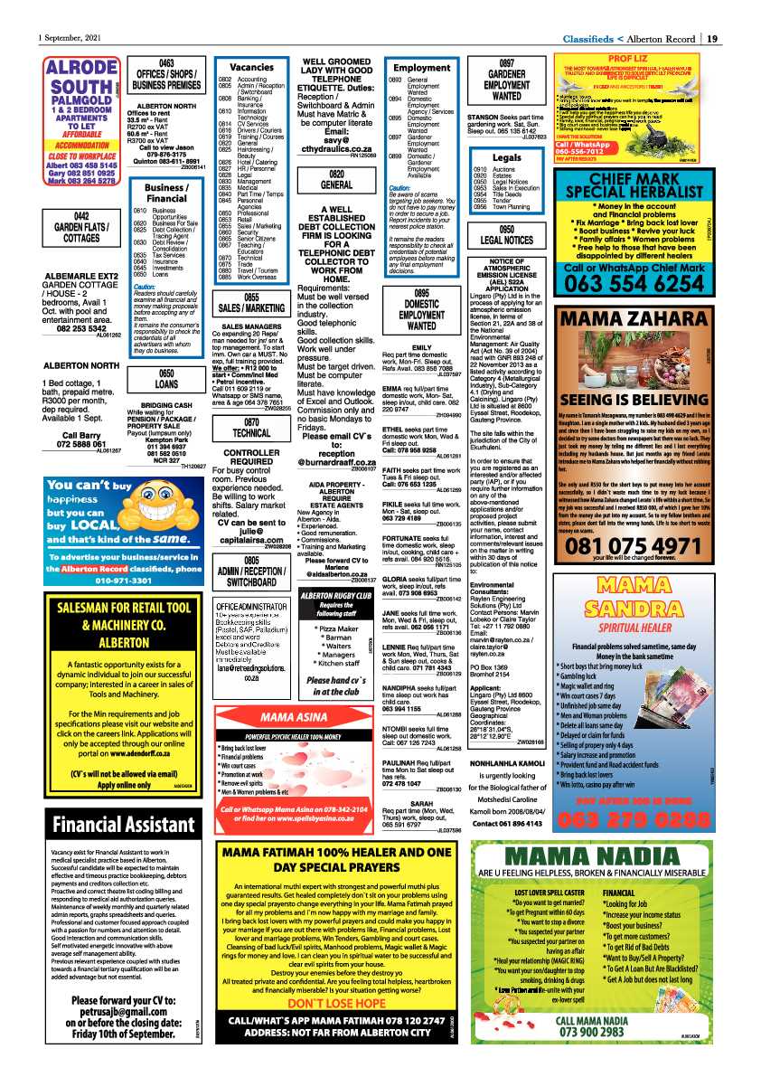 Alberton Record 01 September 2021 page 19