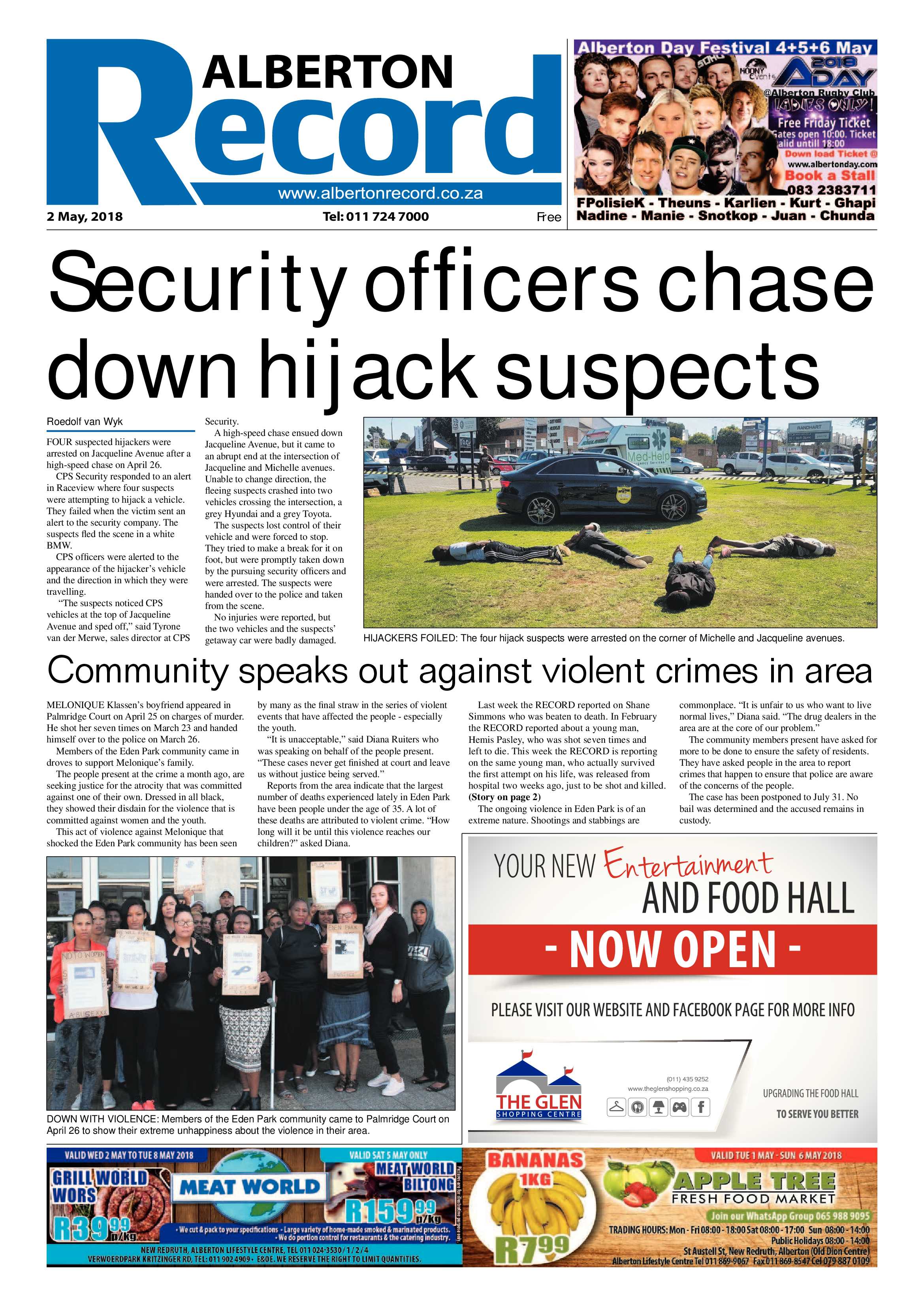 Alberton Record 02 May 2018 page 1