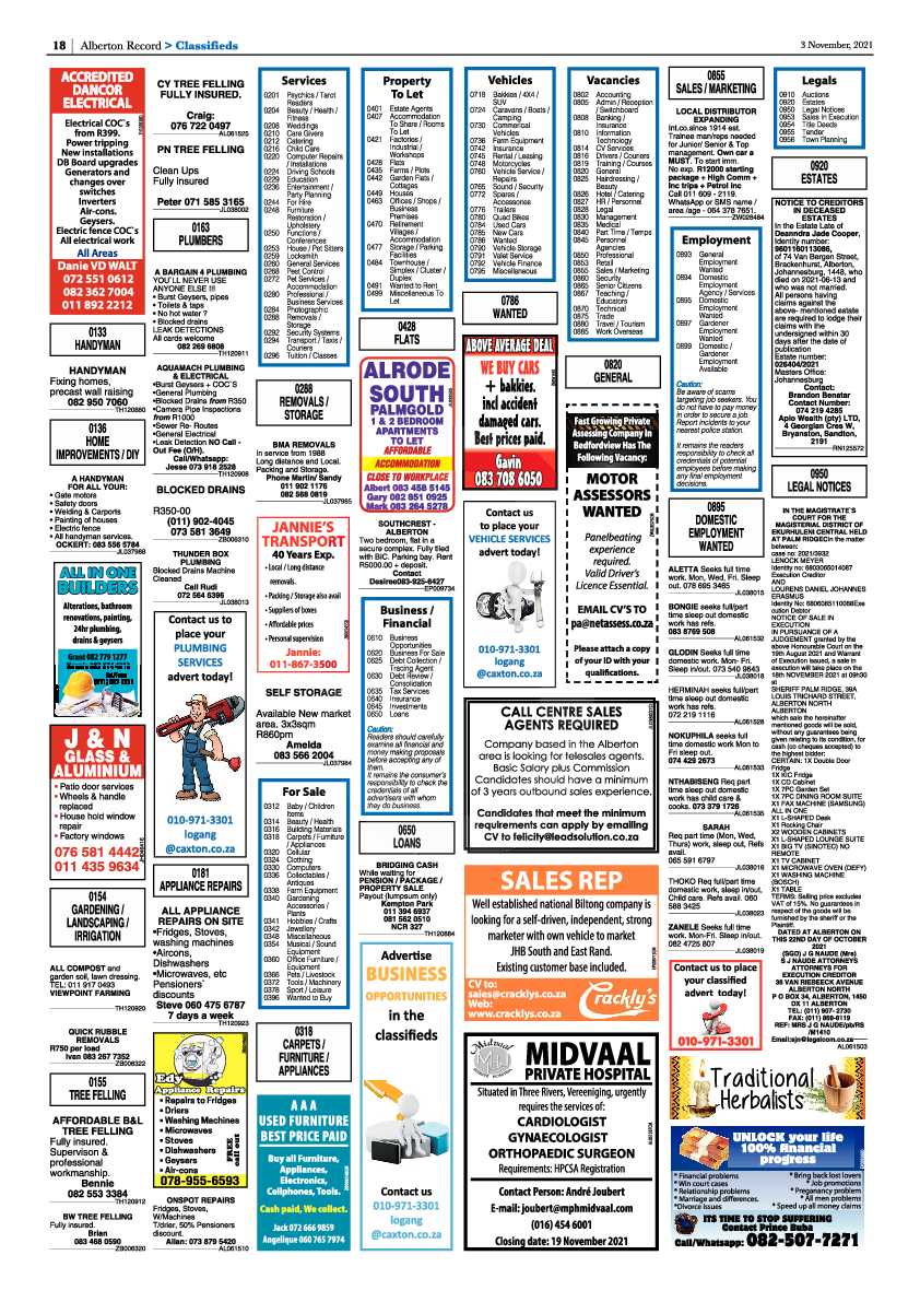 Alberton Record 03 November 2021 page 20