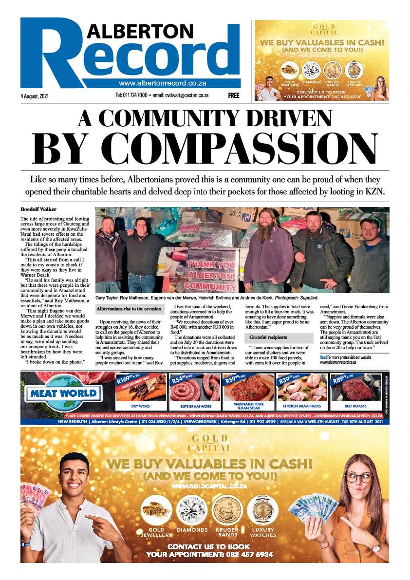 Alberton Record 04 August 2021 page 1