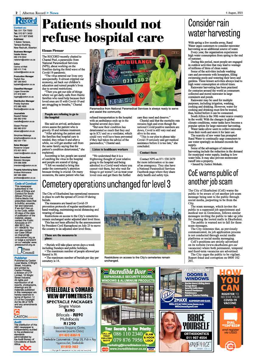 Alberton Record 04 August 2021 page 2