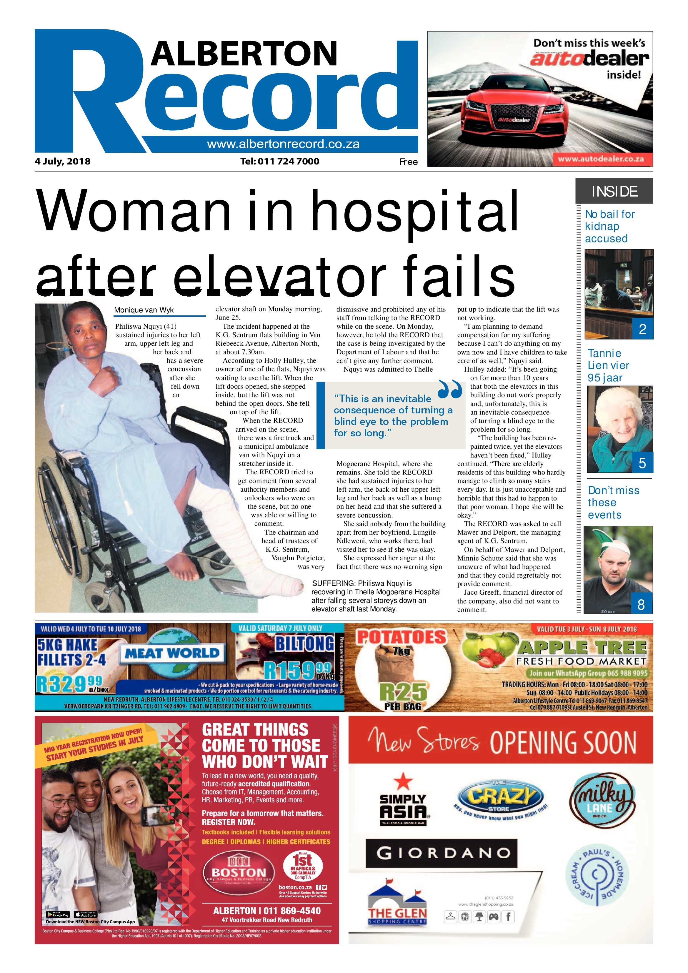 Alberton Record 04 July 2018 page 1