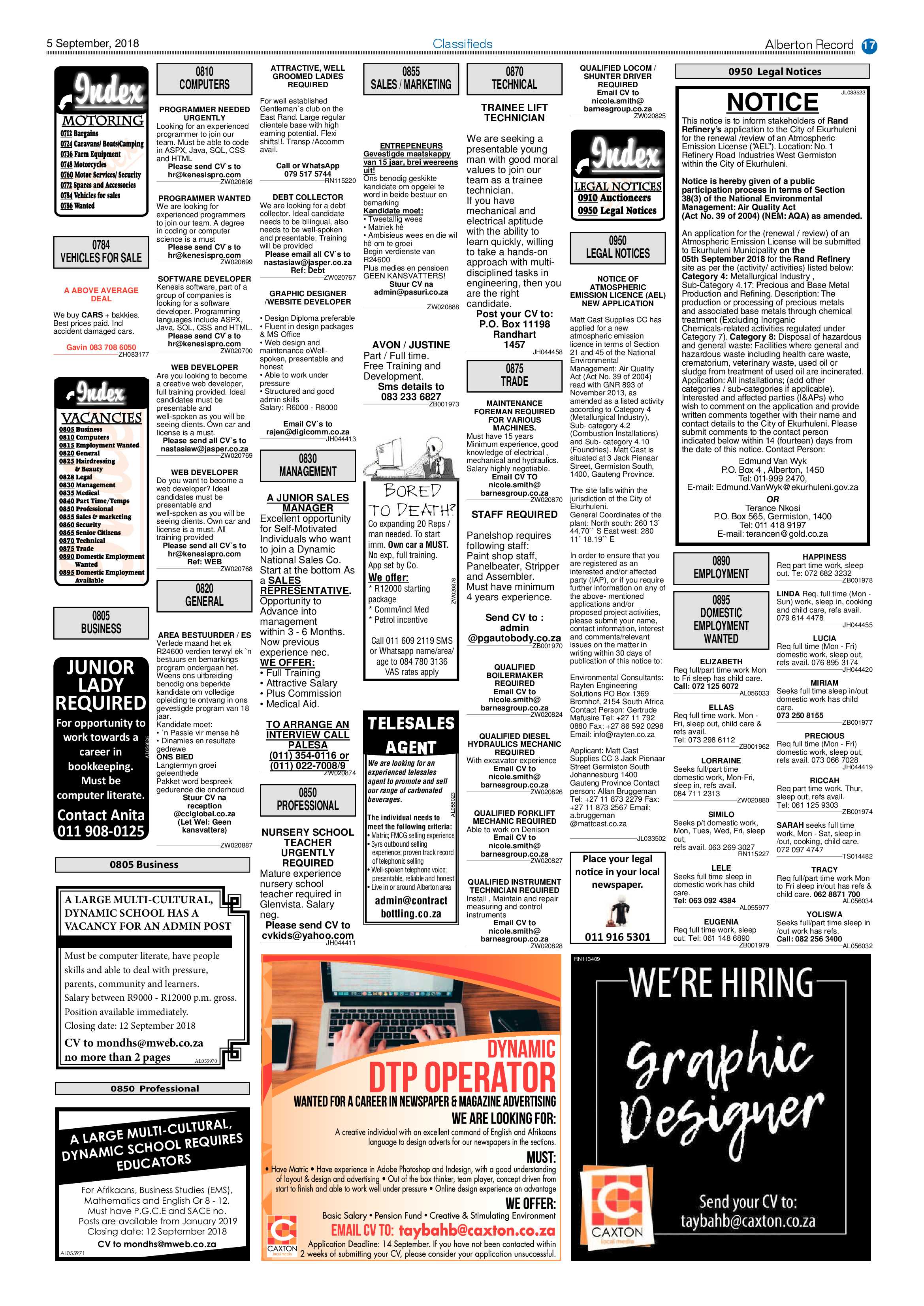 Alberton Record 05 September 2018 page 17