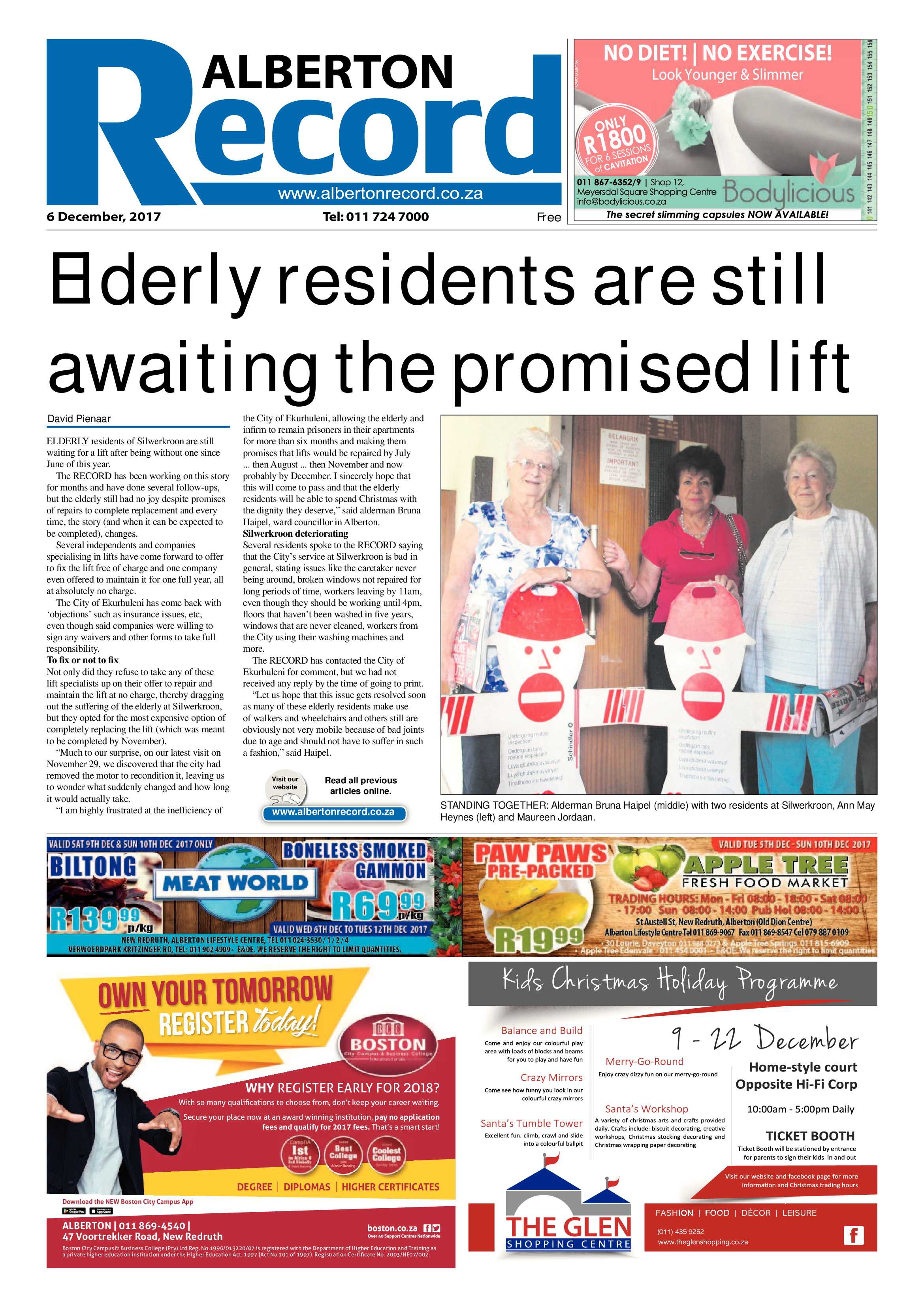 Alberton Record 06 December 2017 page 1
