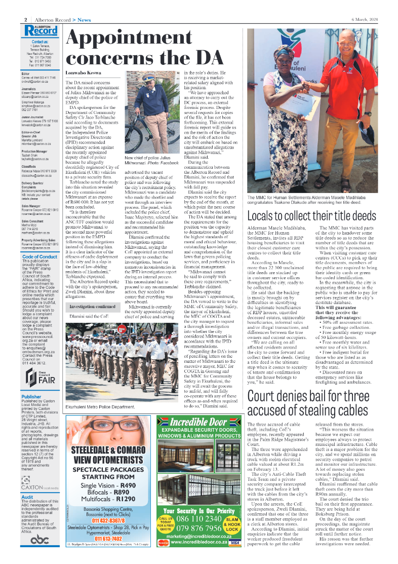 Alberton Record 06 March 2024 page 2