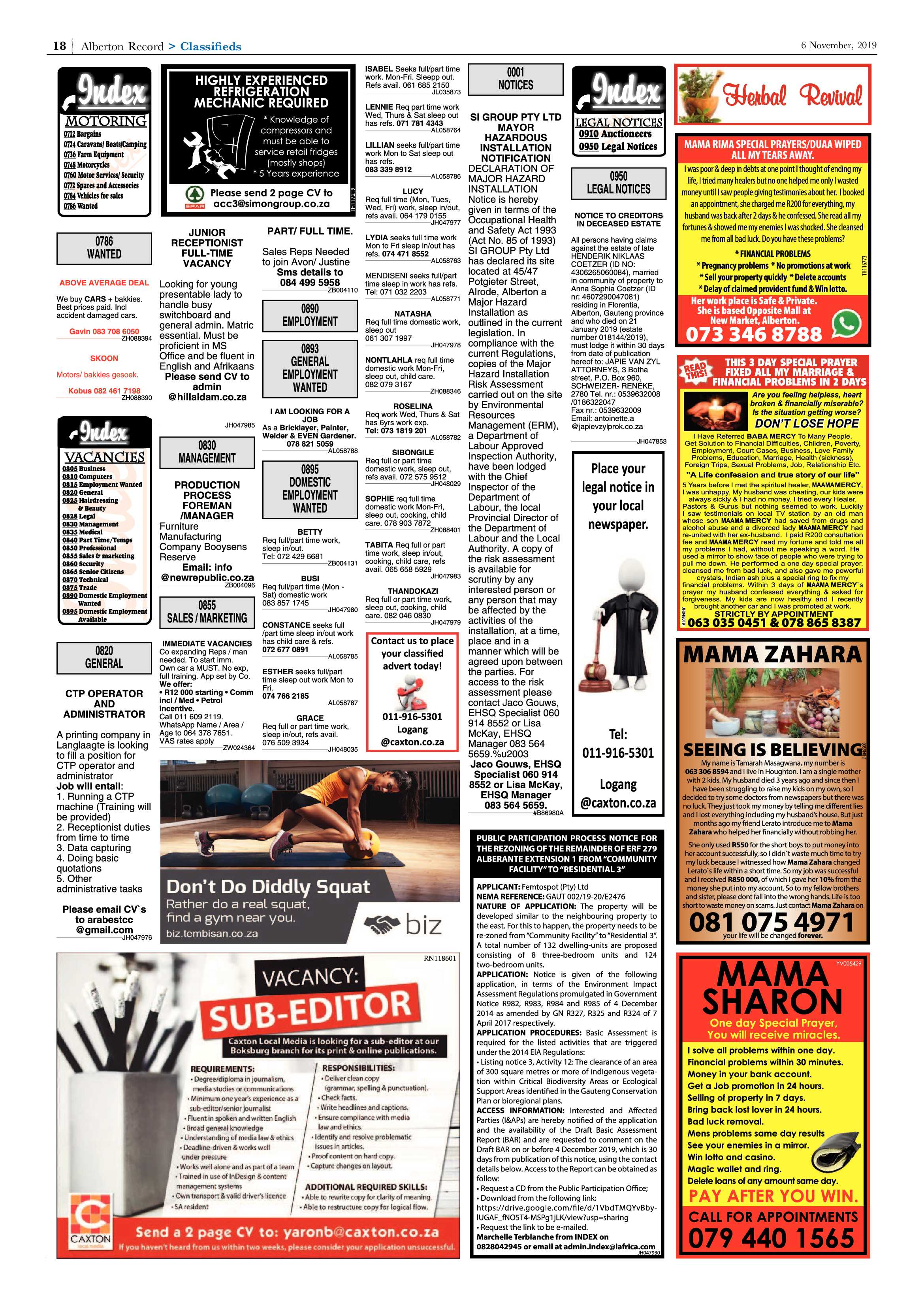 Alberton Record 06 November 2019 page 18