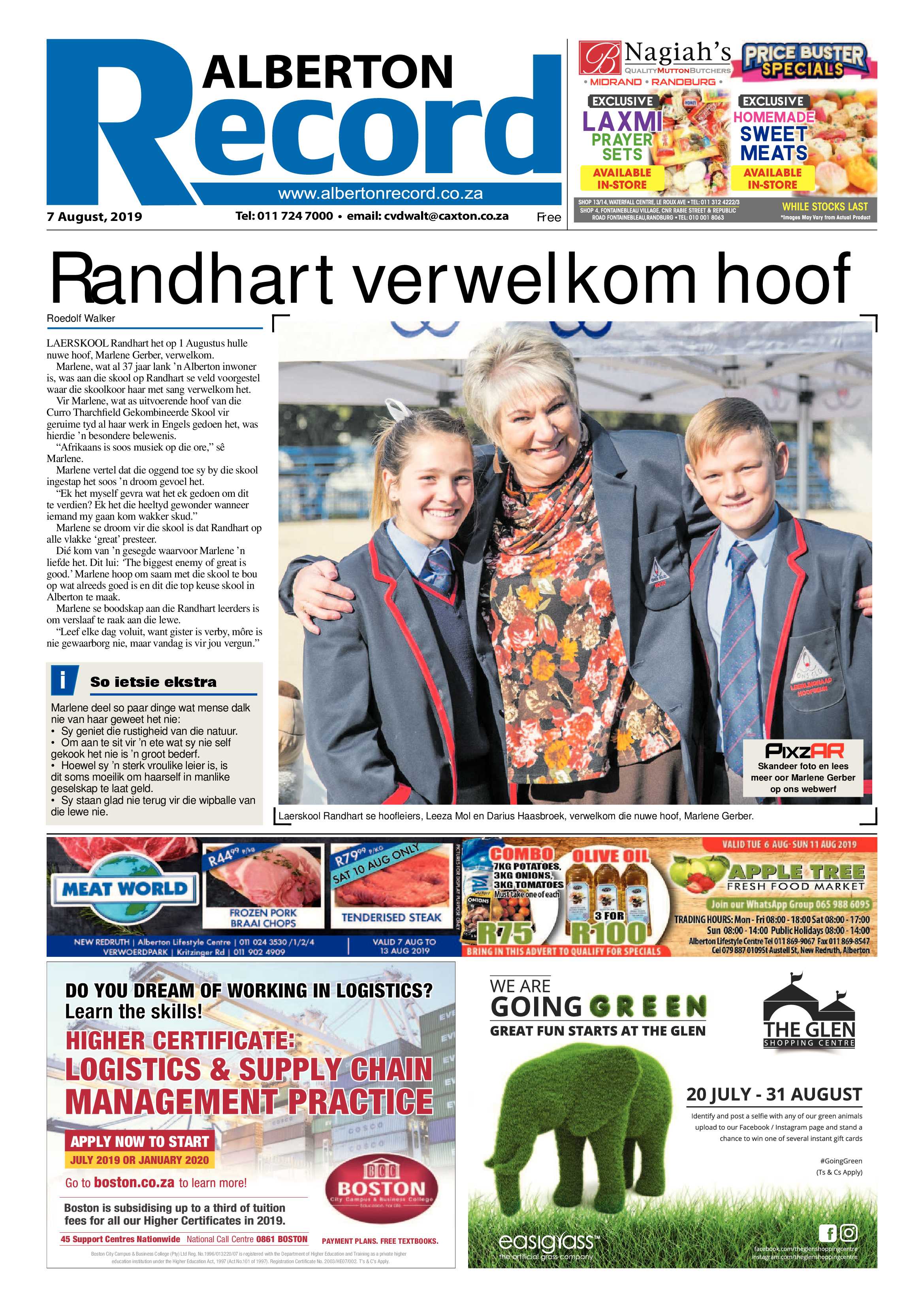 Alberton Record 07 August 2019 page 1