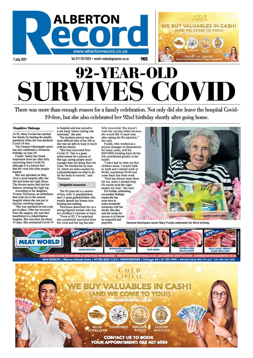 Alberton Record 07 July 2021 page 1