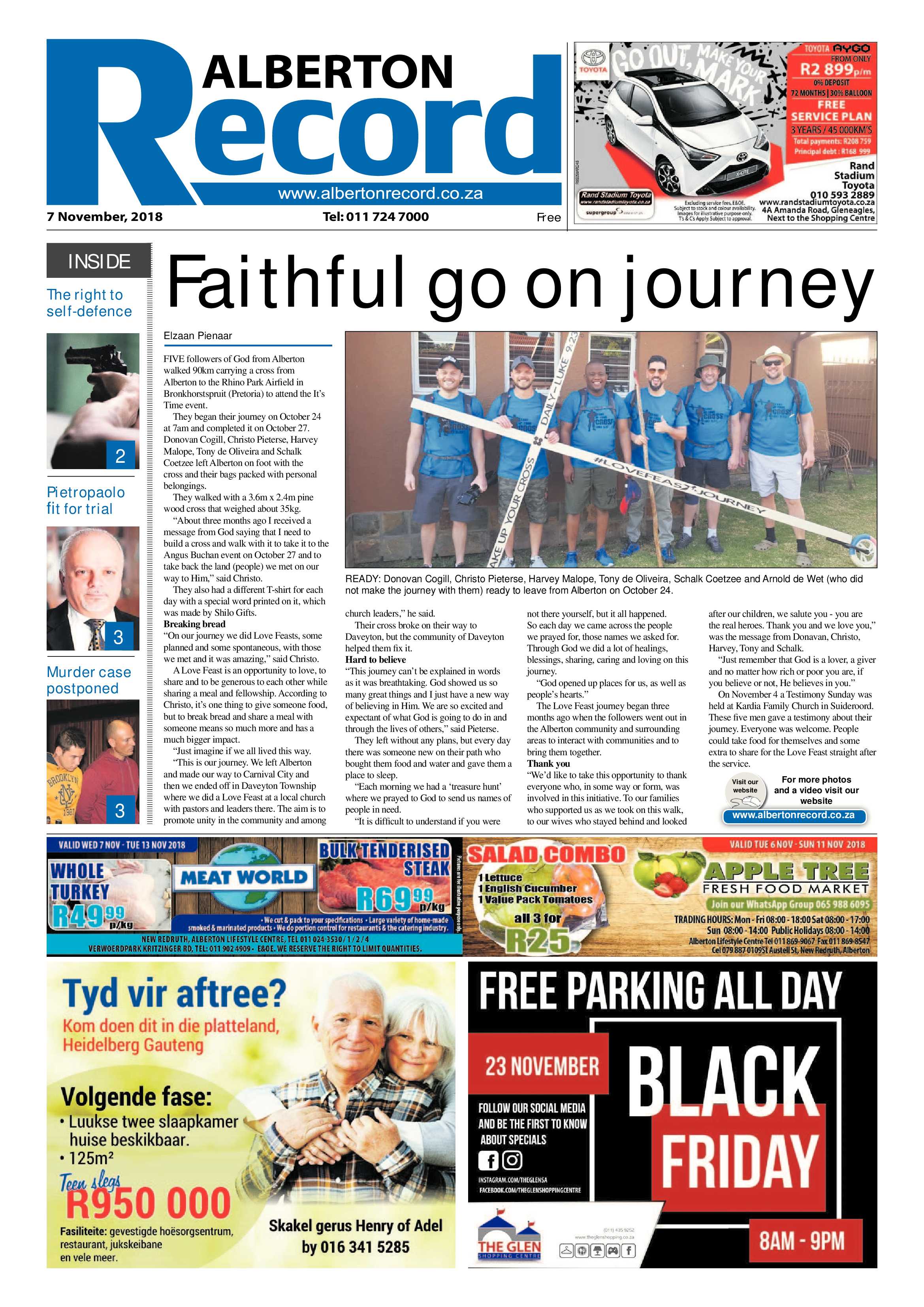 Alberton Record 07 November 2018 page 1