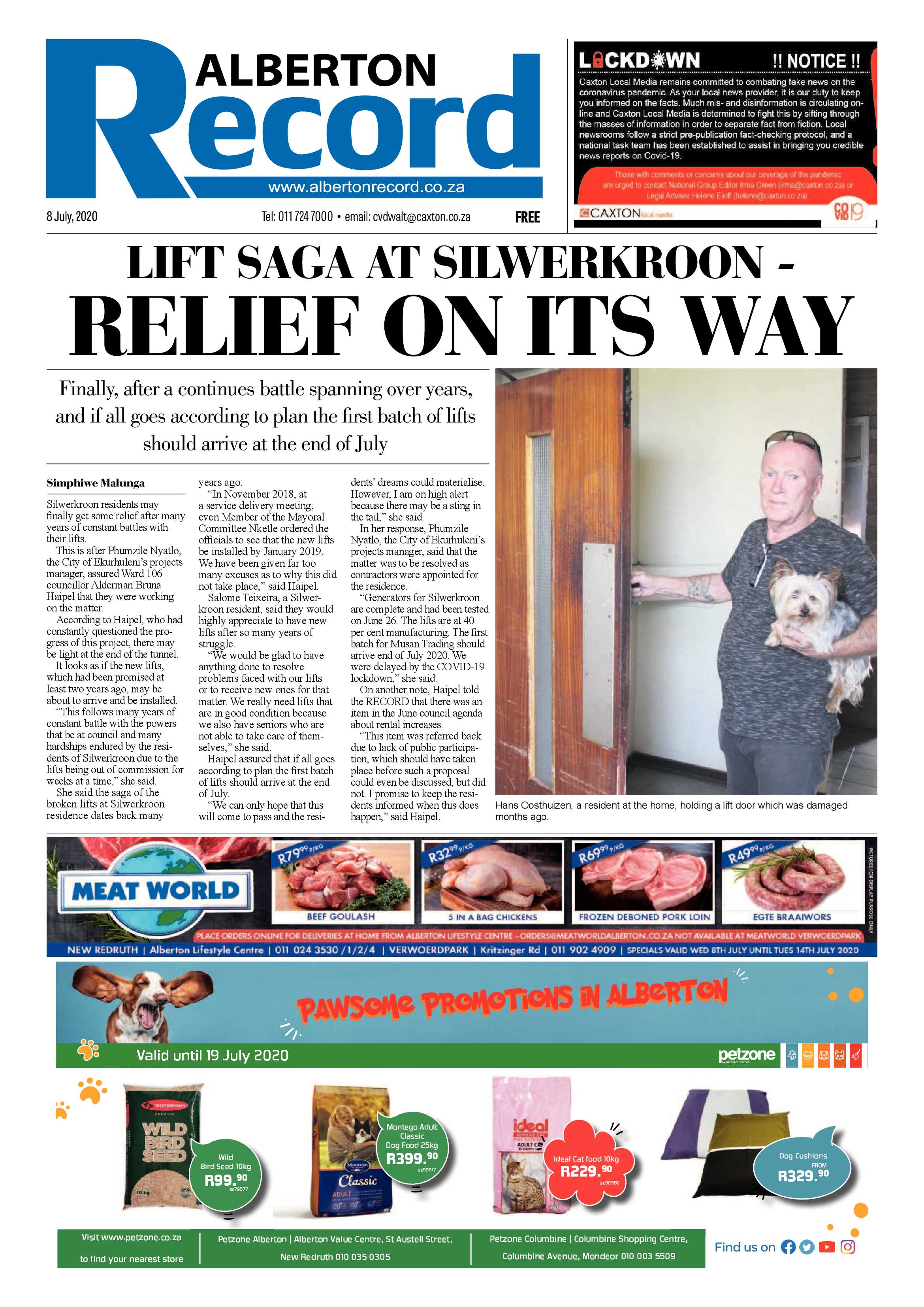 Alberton Record 08 July 2020 page 1