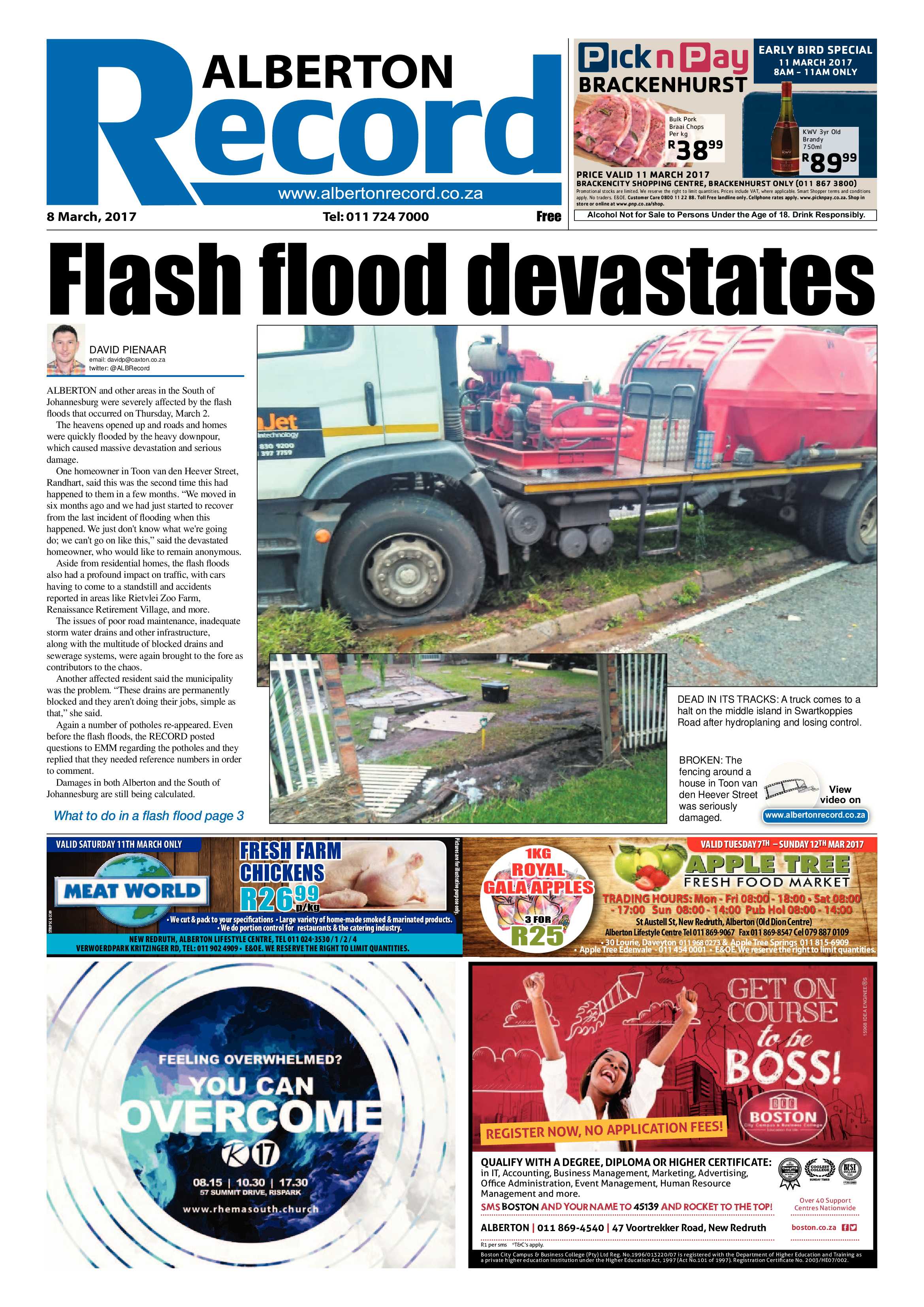 Alberton Record 08 March 2017 page 1