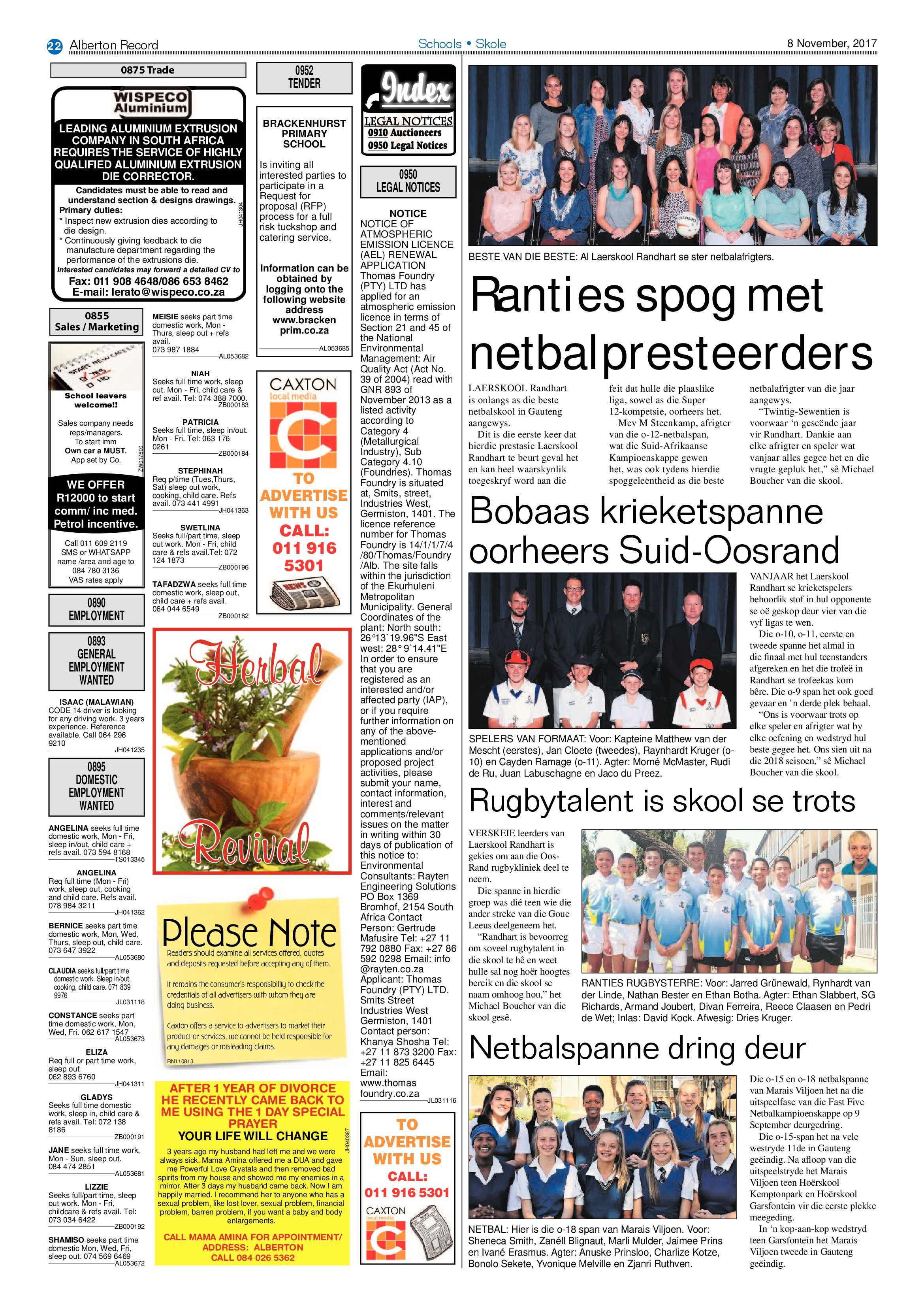 Alberton Record 08 November 2017 page 22
