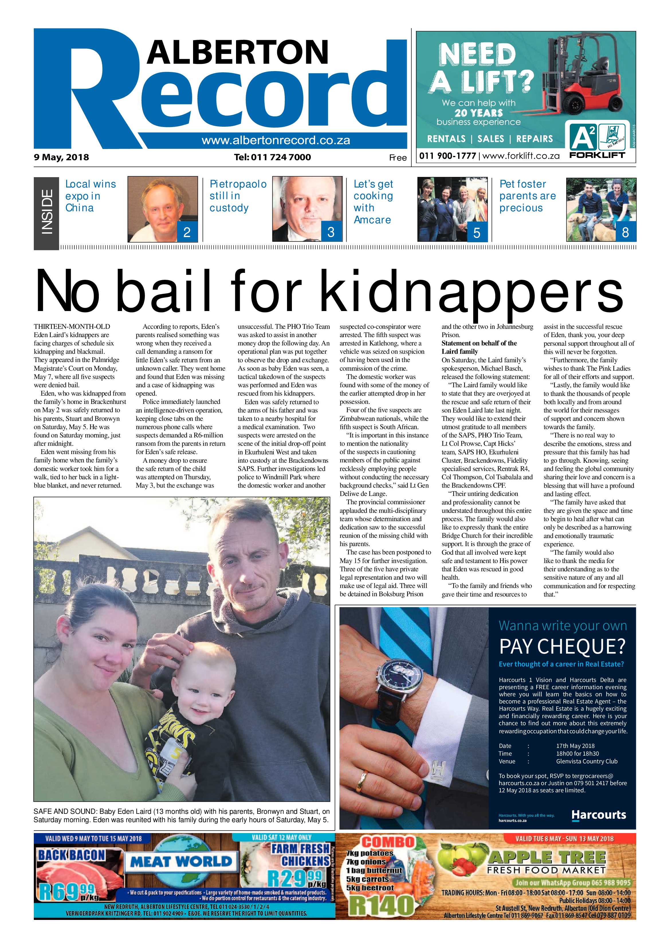 Alberton Record 09 May 2018 page 1