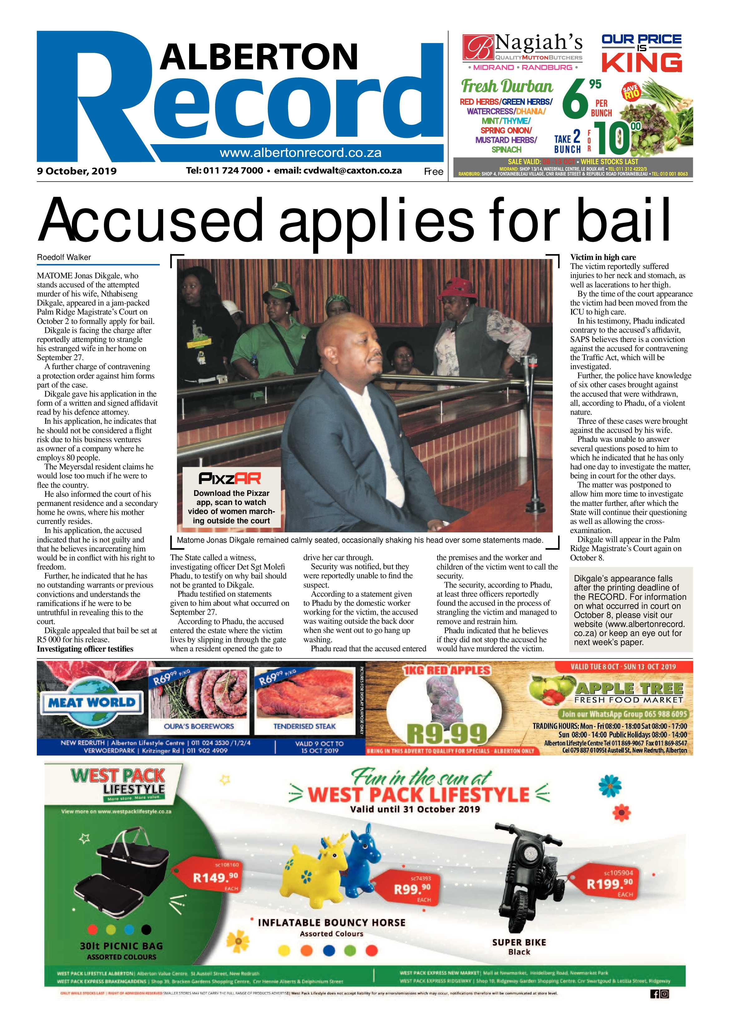 Alberton Record 09 October 2019 page 1
