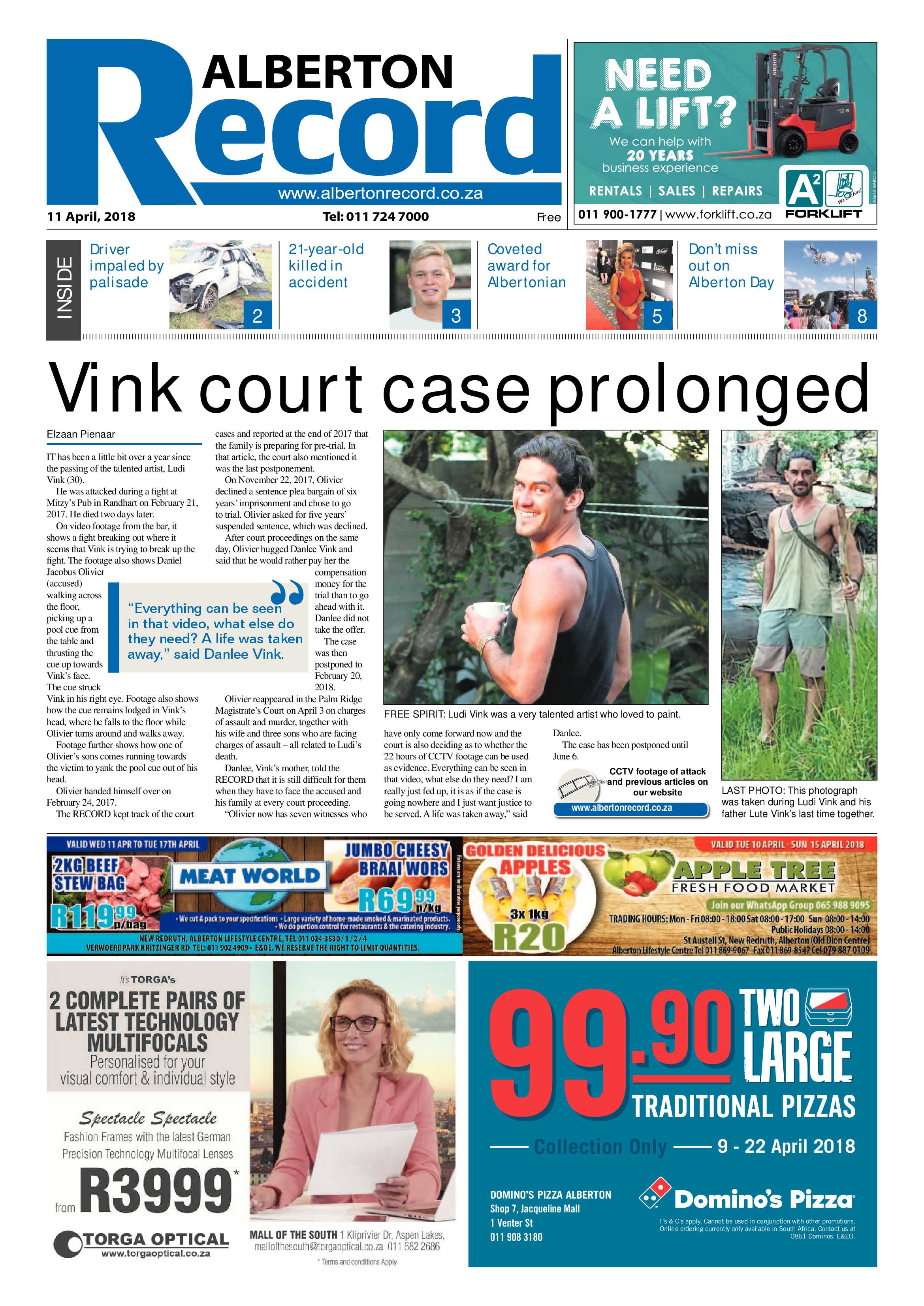 Alberton Record 11 April 2018 page 1