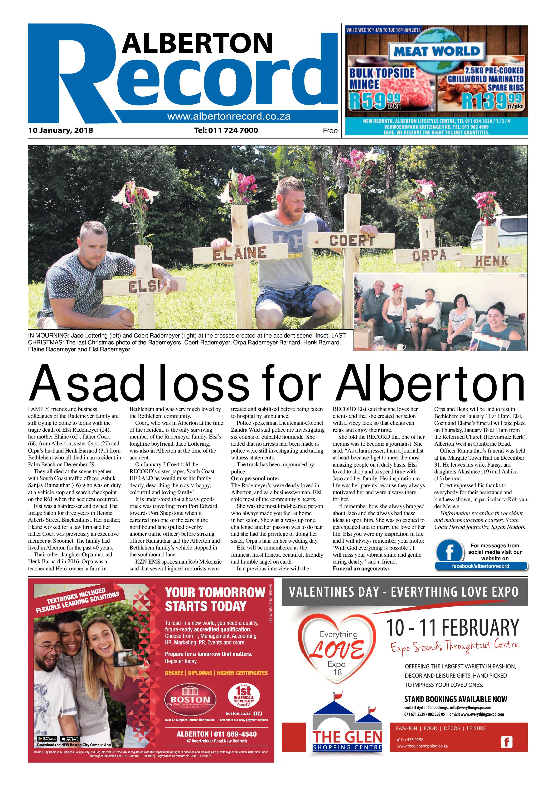 Alberton Record 10 January 2018 page 1