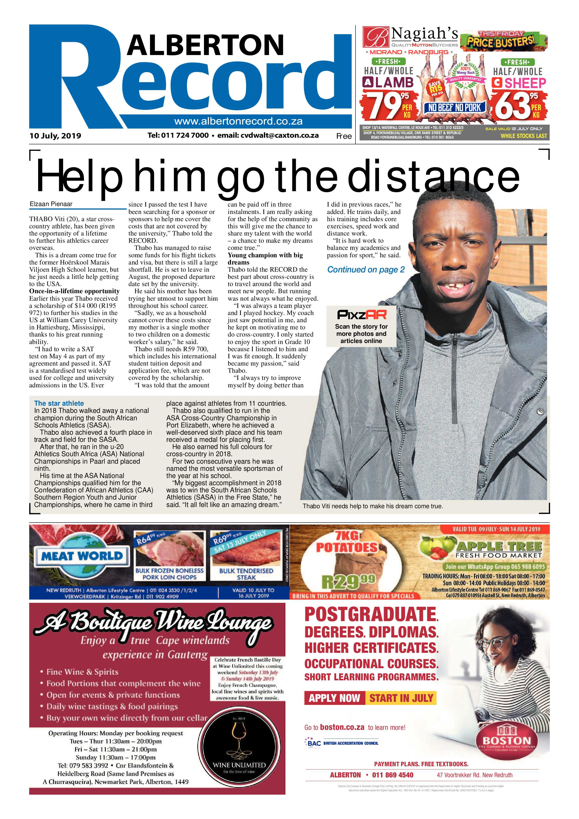 Alberton Record 10 July 2019 page 1