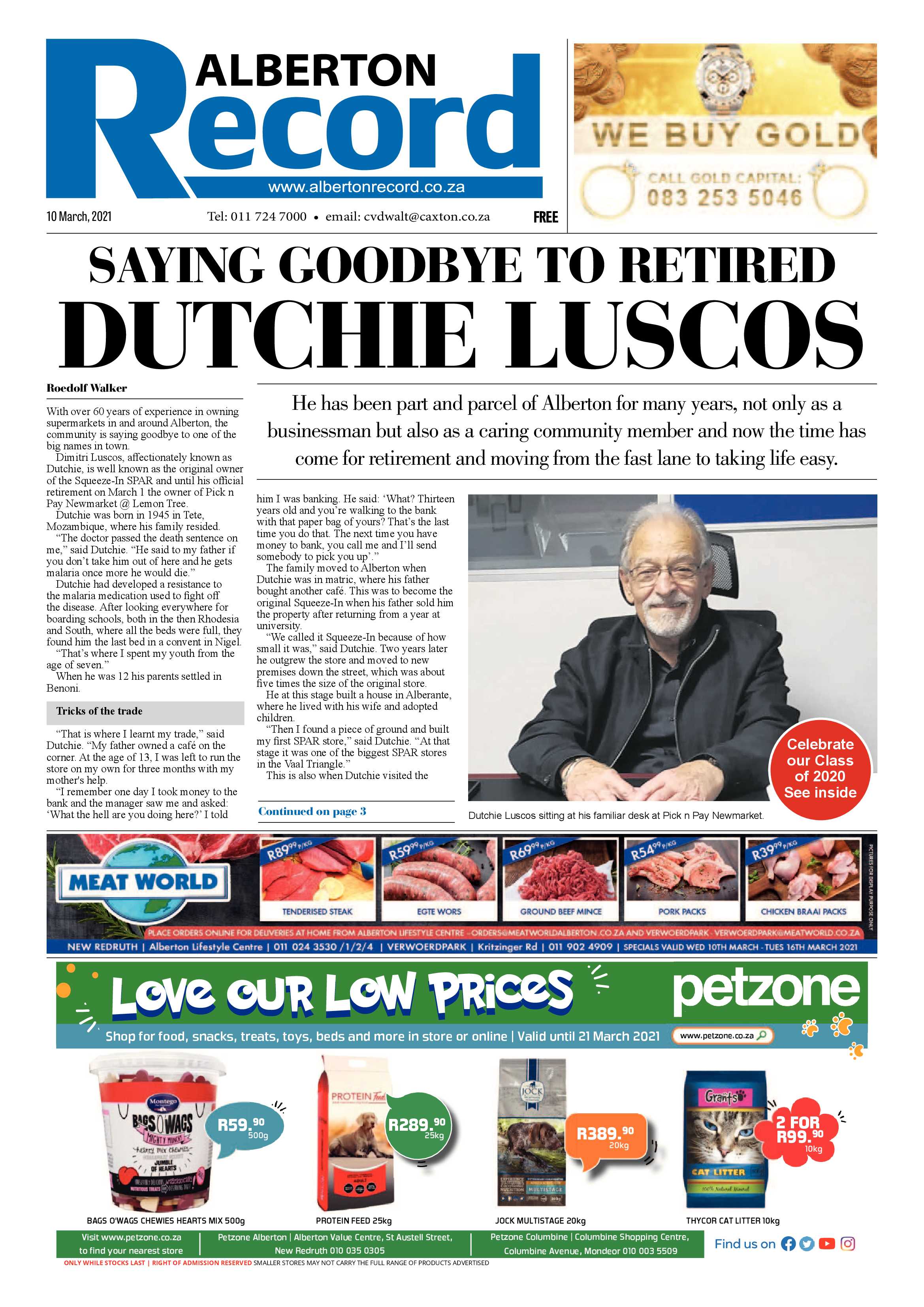 Alberton Record 10 March 2021 page 1