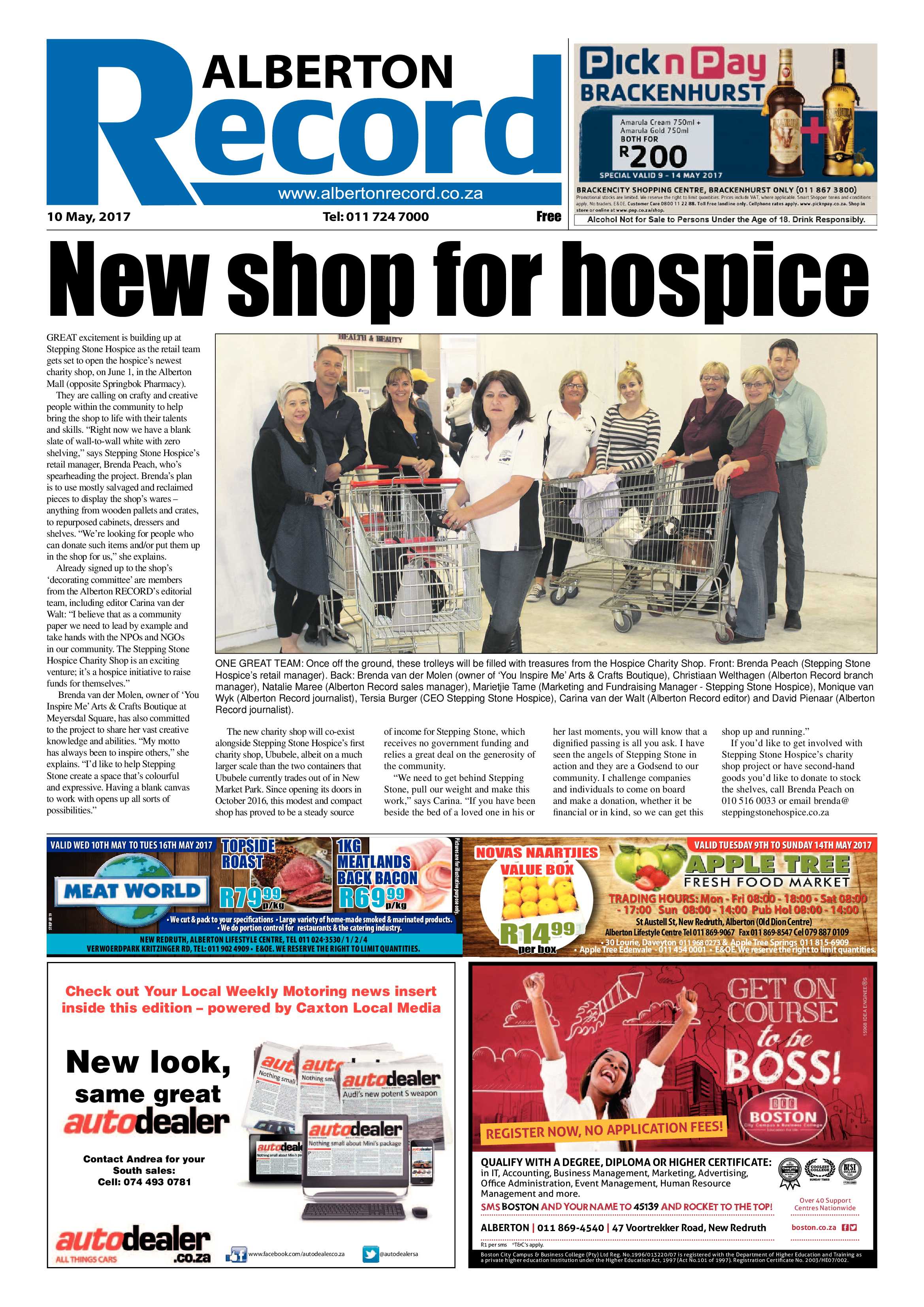 Alberton Record 10 May 2017 page 1
