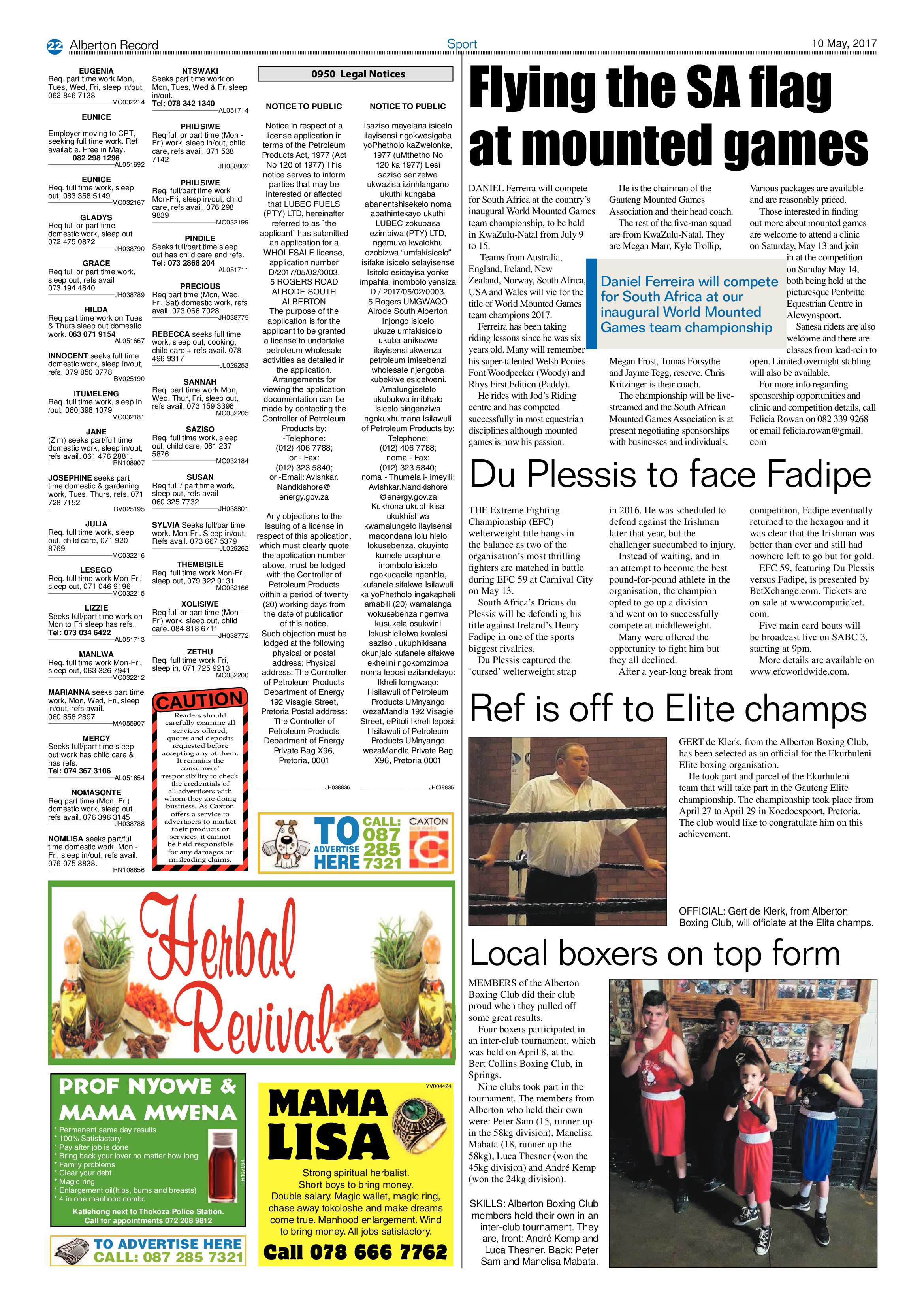 Alberton Record 10 May 2017 page 22