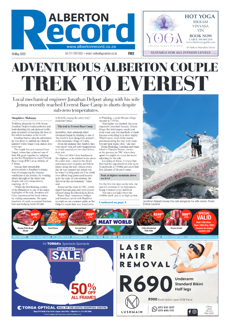 Alberton Record 10 May 2023 page 1