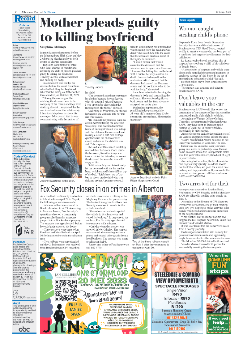 Alberton Record 10 May 2023 page 2