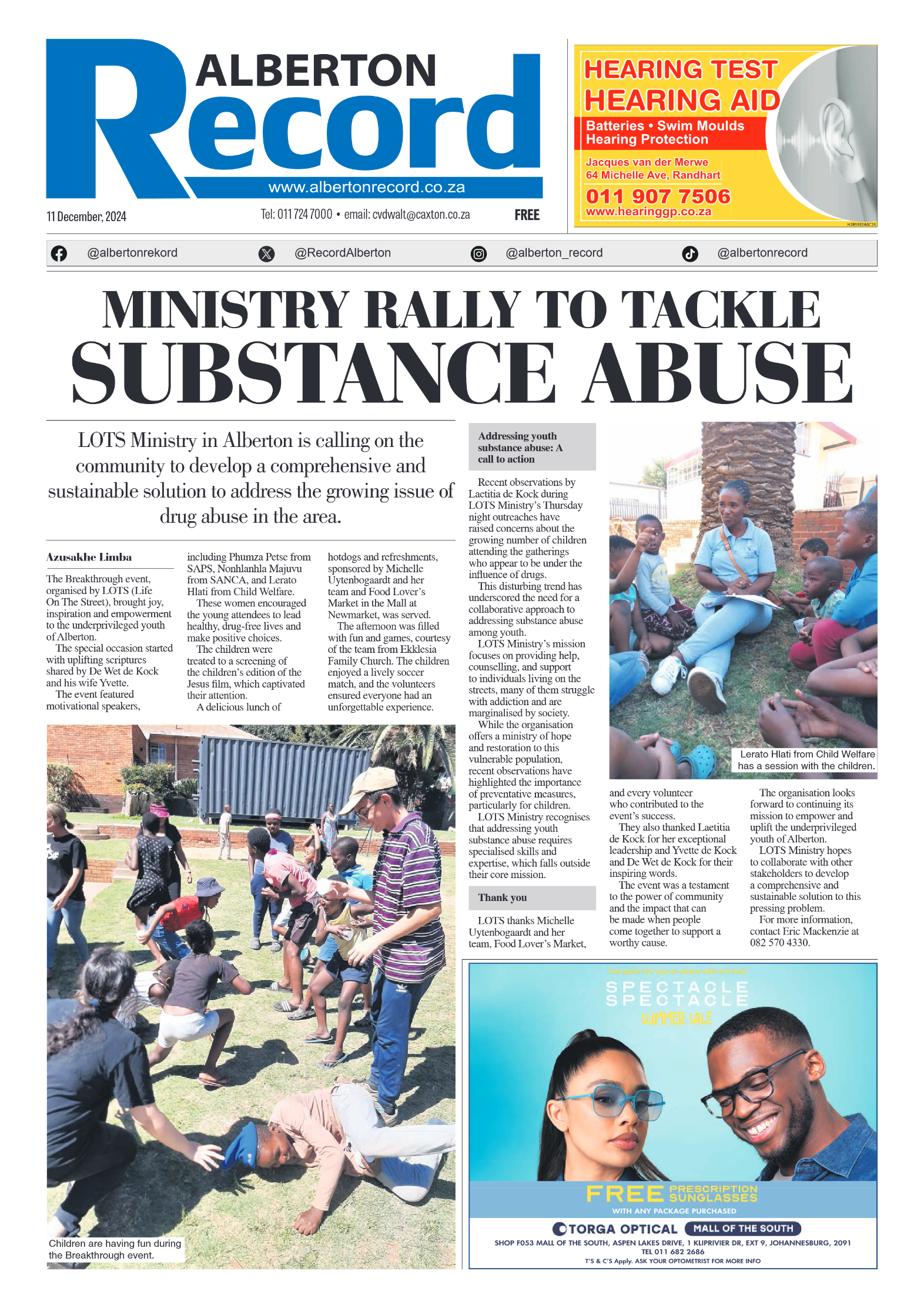 Alberton Record 11 December 2024 page 1