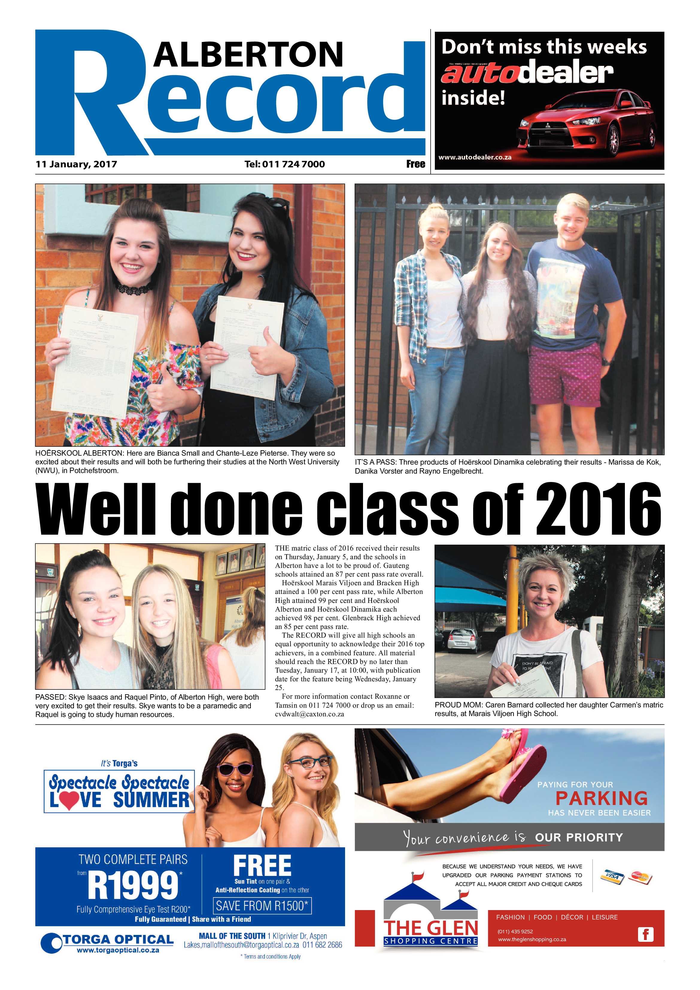 Alberton Record 11 January 2017 page 1