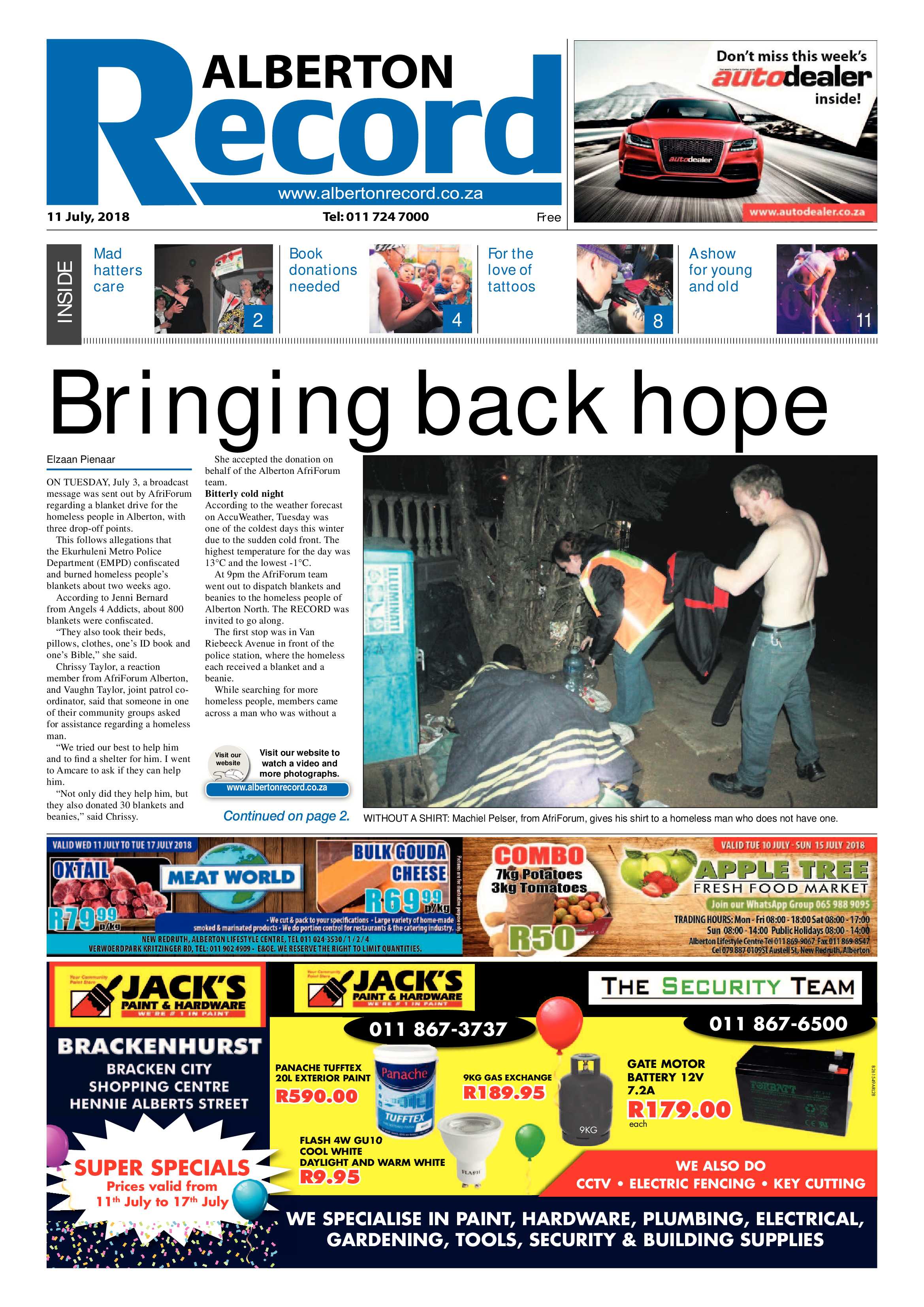 Alberton Record 11 July 2018 page 1