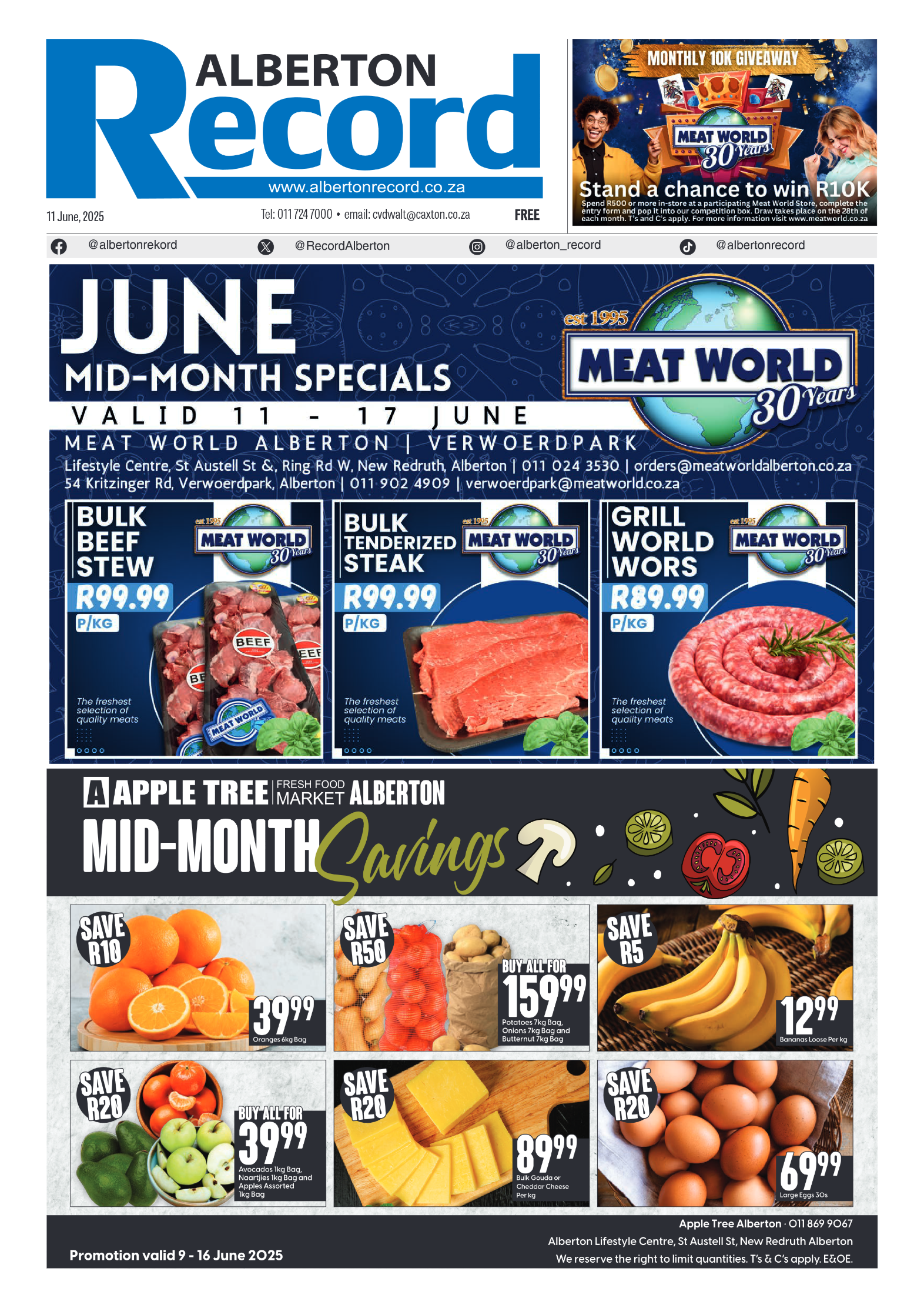 Alberton Record 11 June 2025 page 1