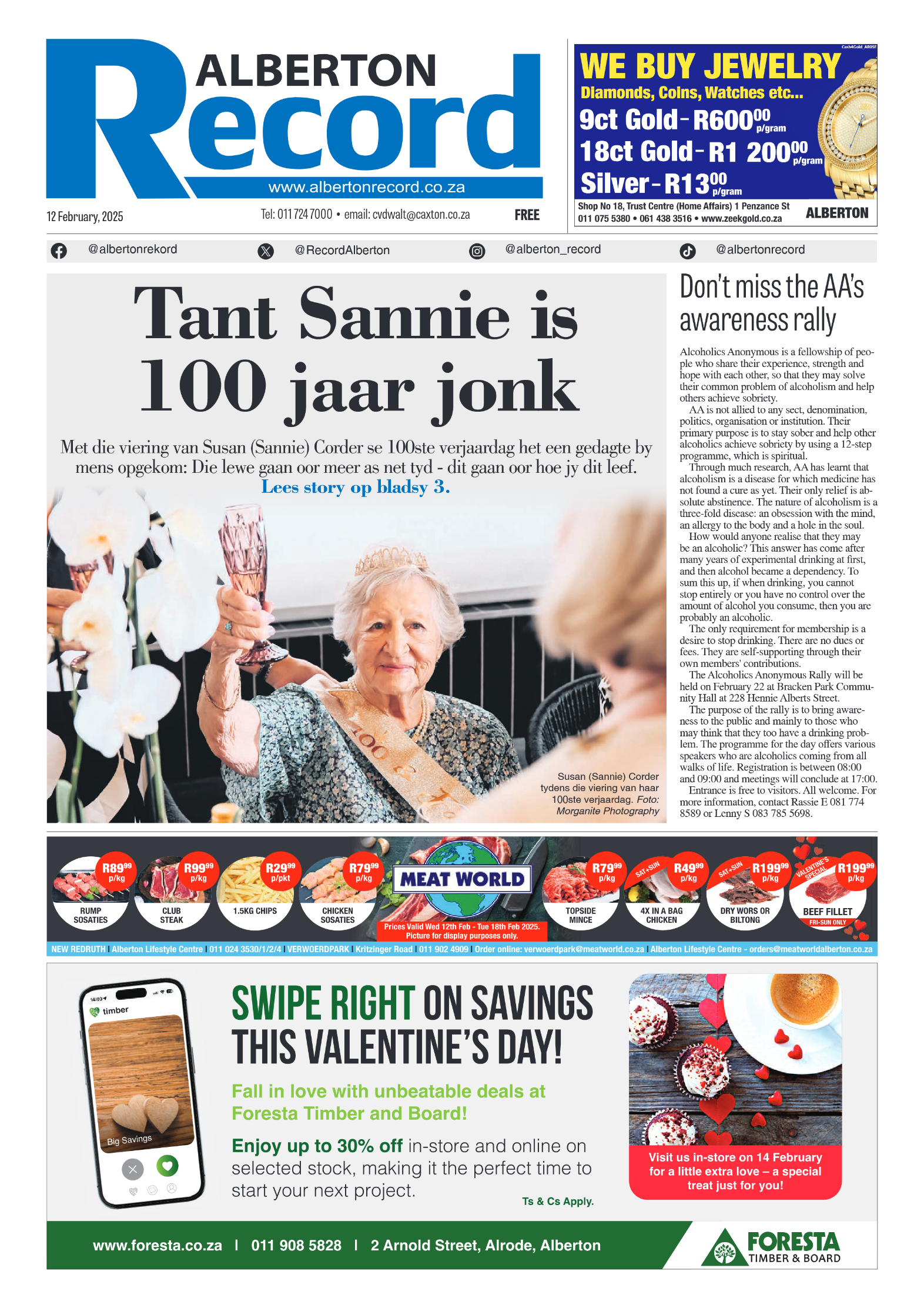 Alberton Record 12 February 2025 page 1