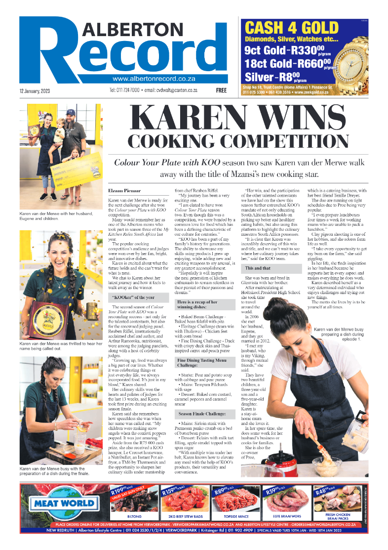Alberton Record 12 January 2023 page 1