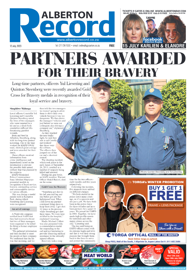 Alberton Record 12 July 2023 page 1