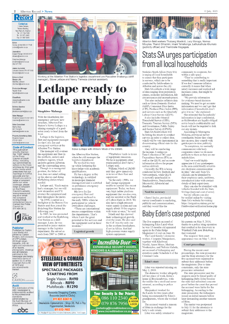 Alberton Record 12 July 2023 page 2