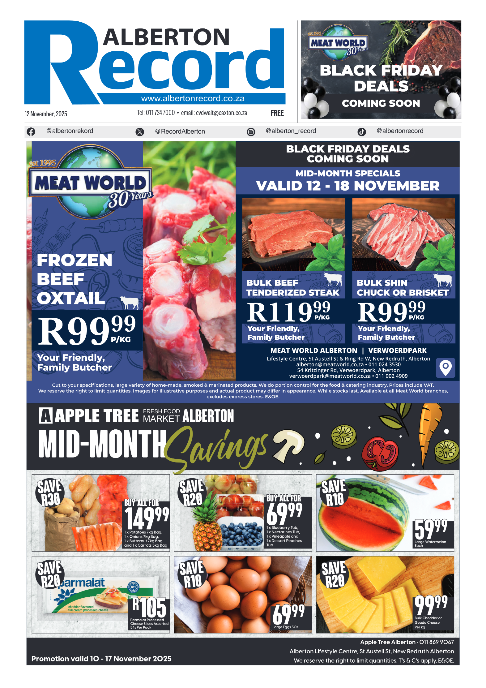 Alberton Record 12 November 2025 page 1