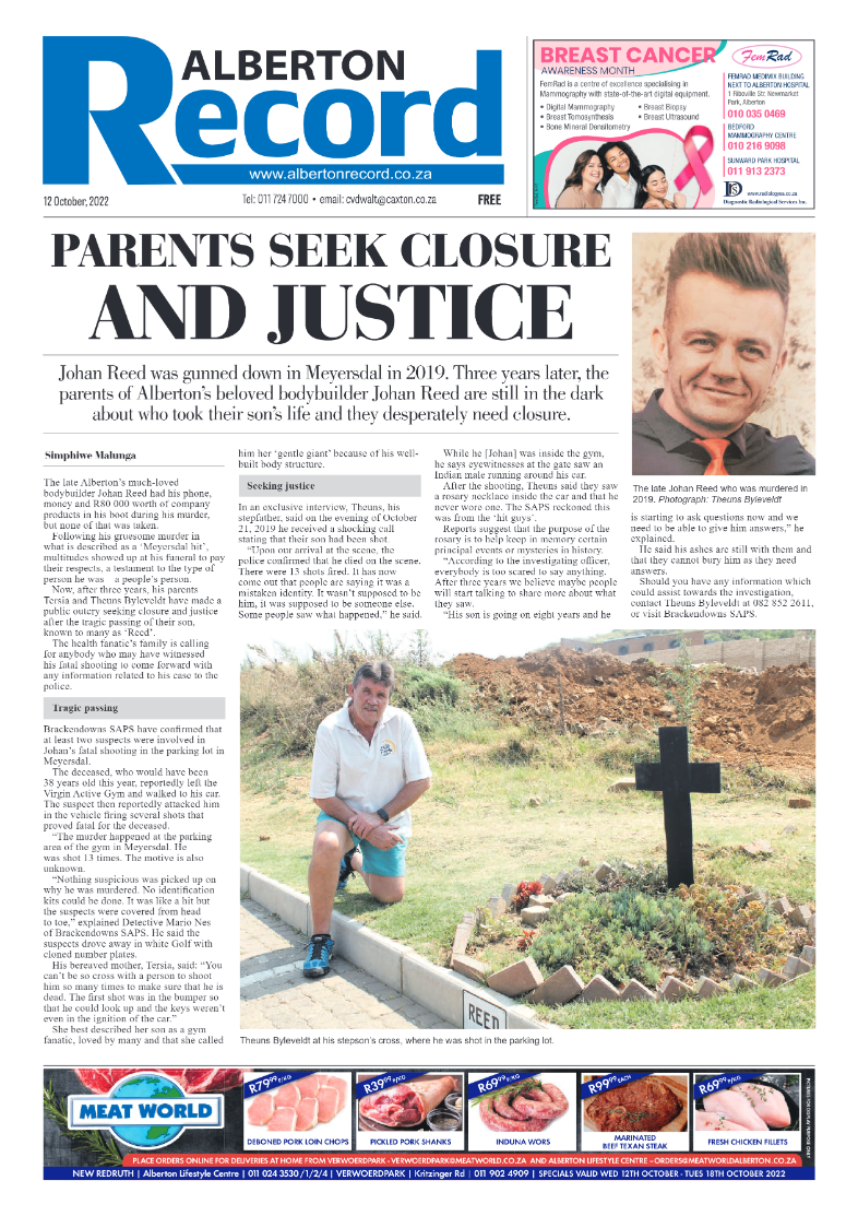 Alberton Record 12 October 2022 page 1
