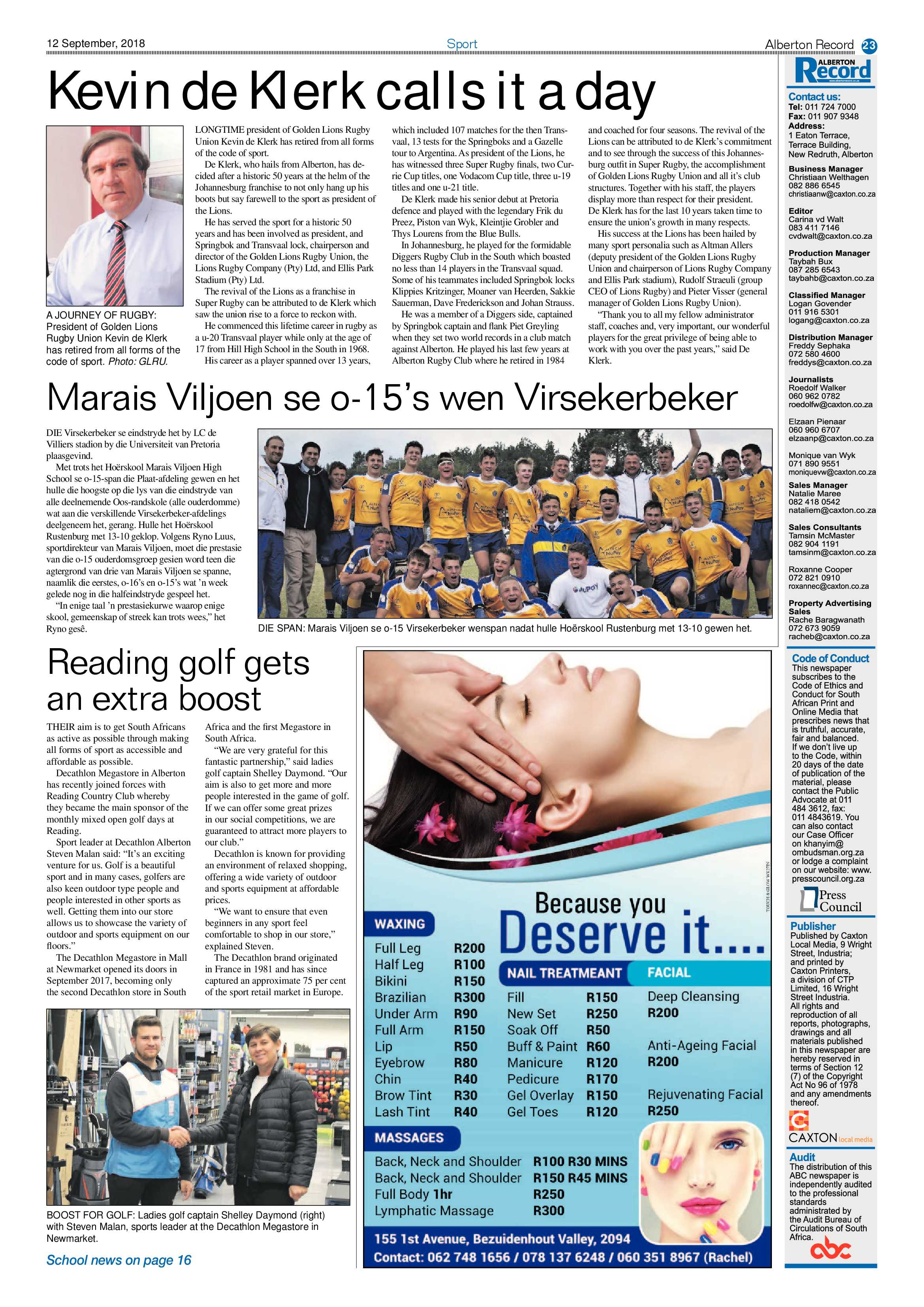 Alberton Record 12 September 2018 page 23