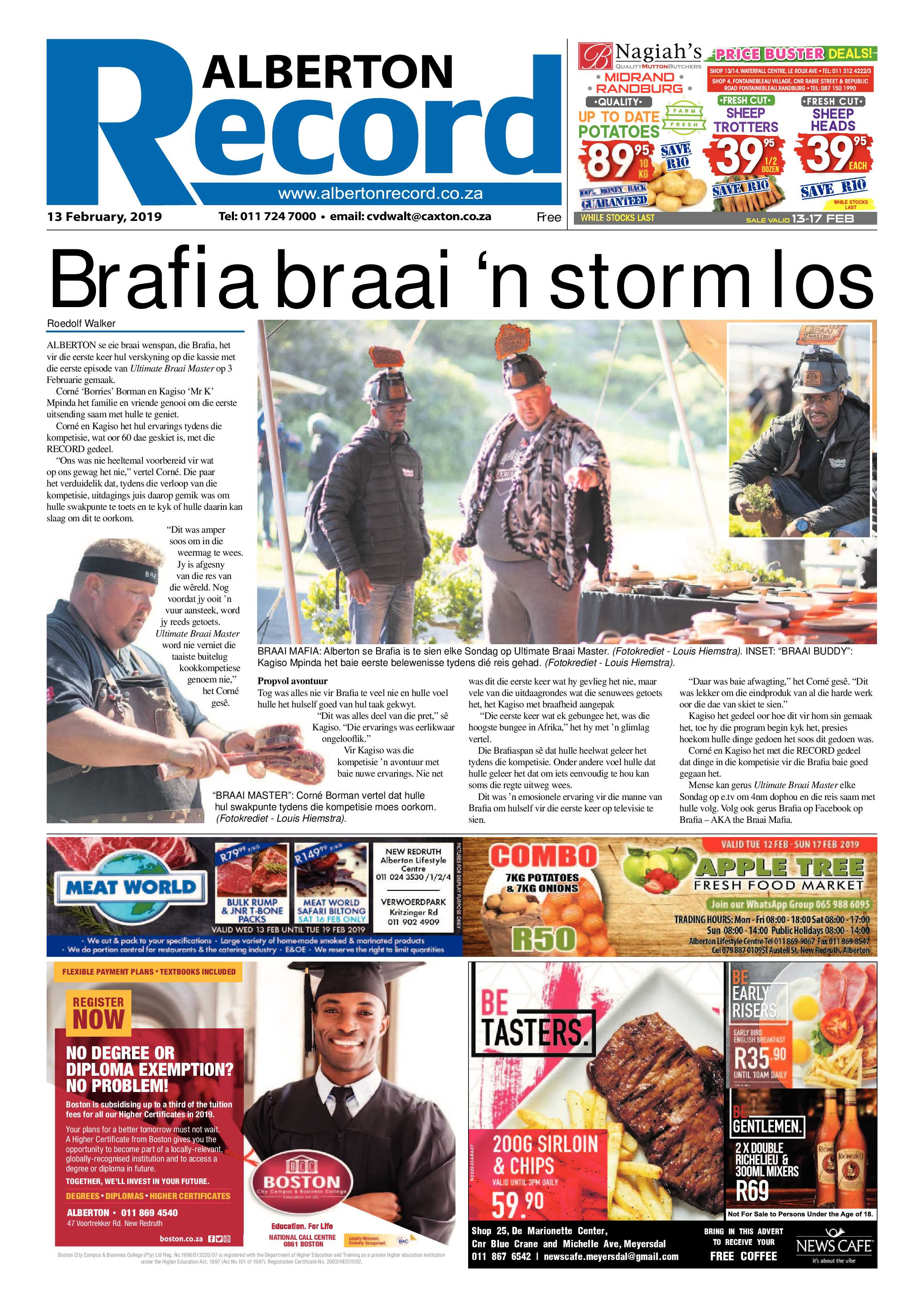 Alberton Record 13 February 2019 page 1