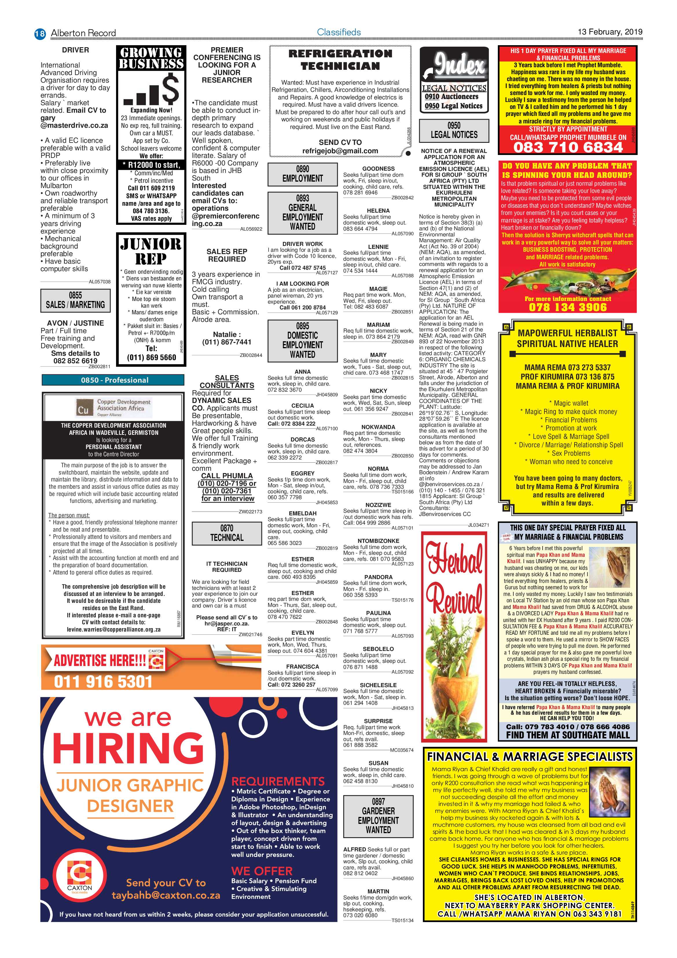 Alberton Record 13 February 2019 page 18