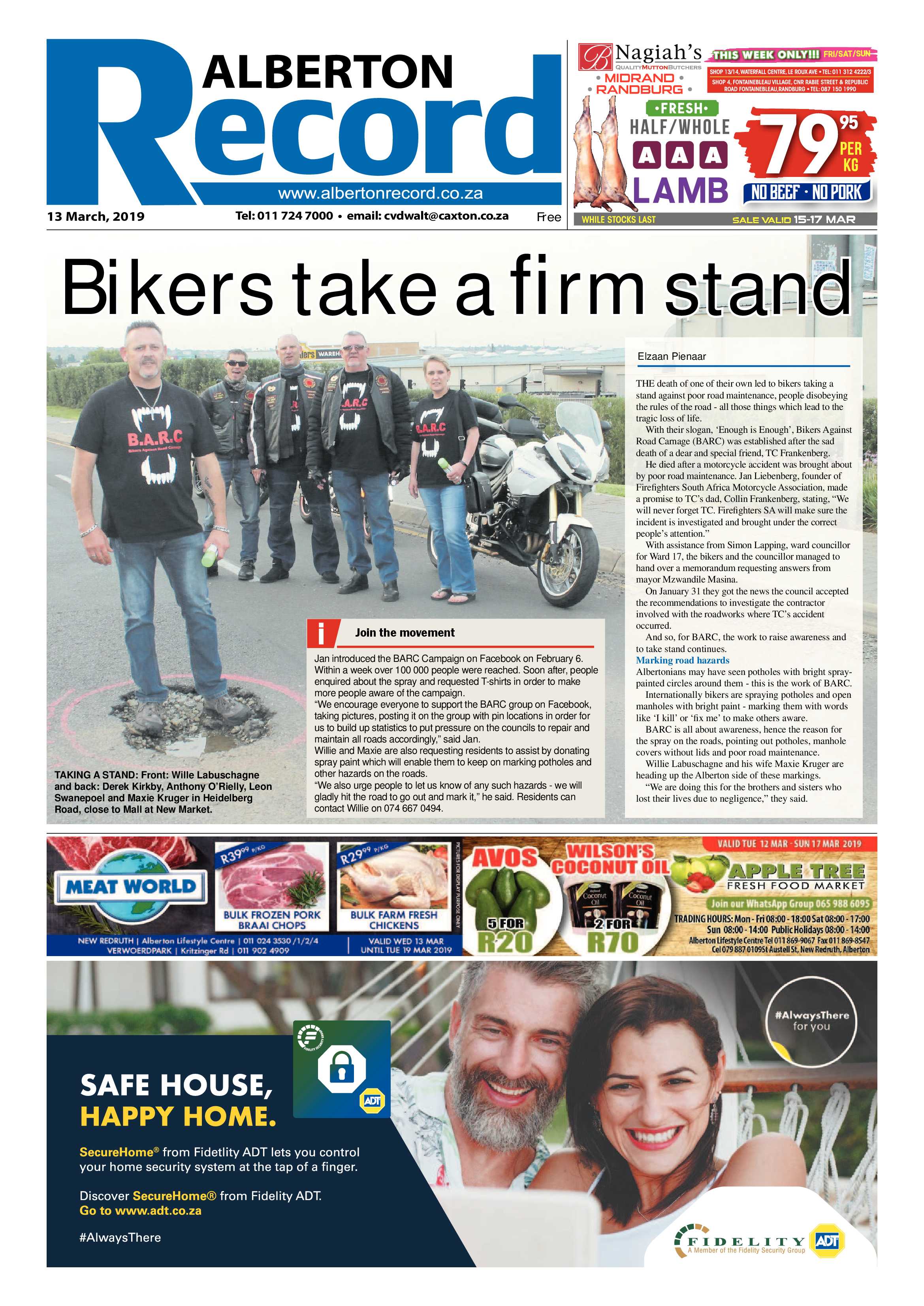 Alberton Record 13 March 2019 page 1