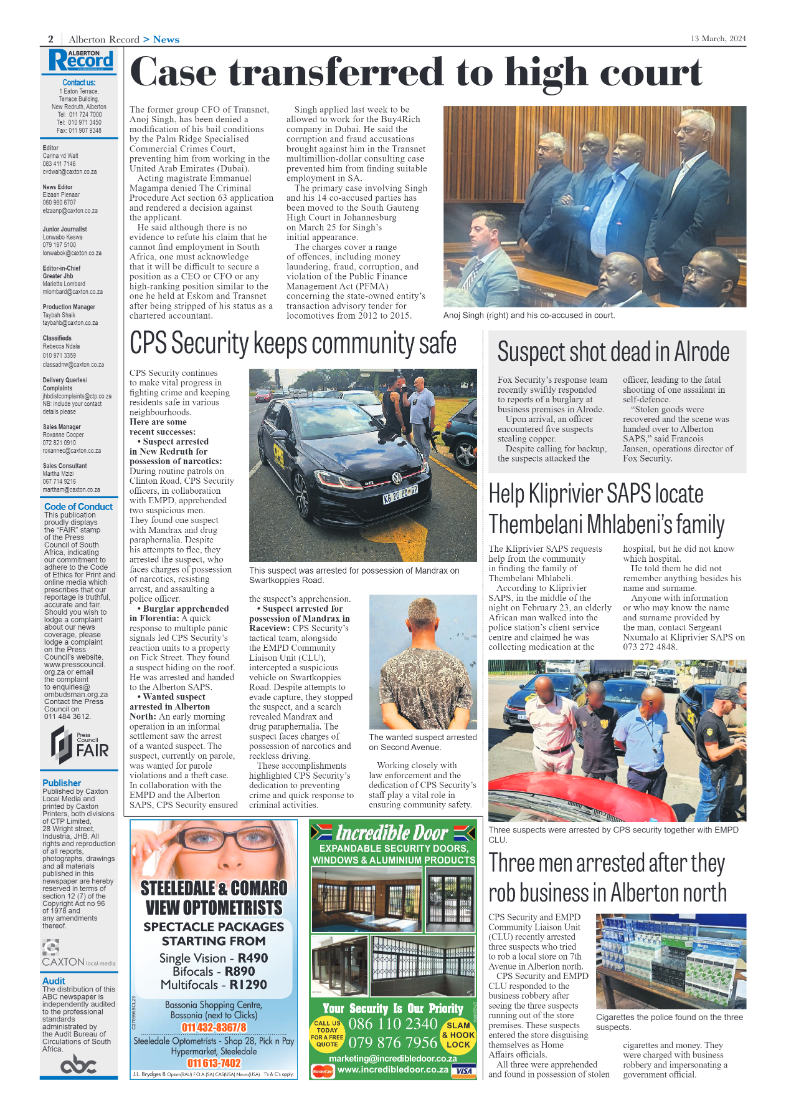Alberton Record 13 March 2024 page 2