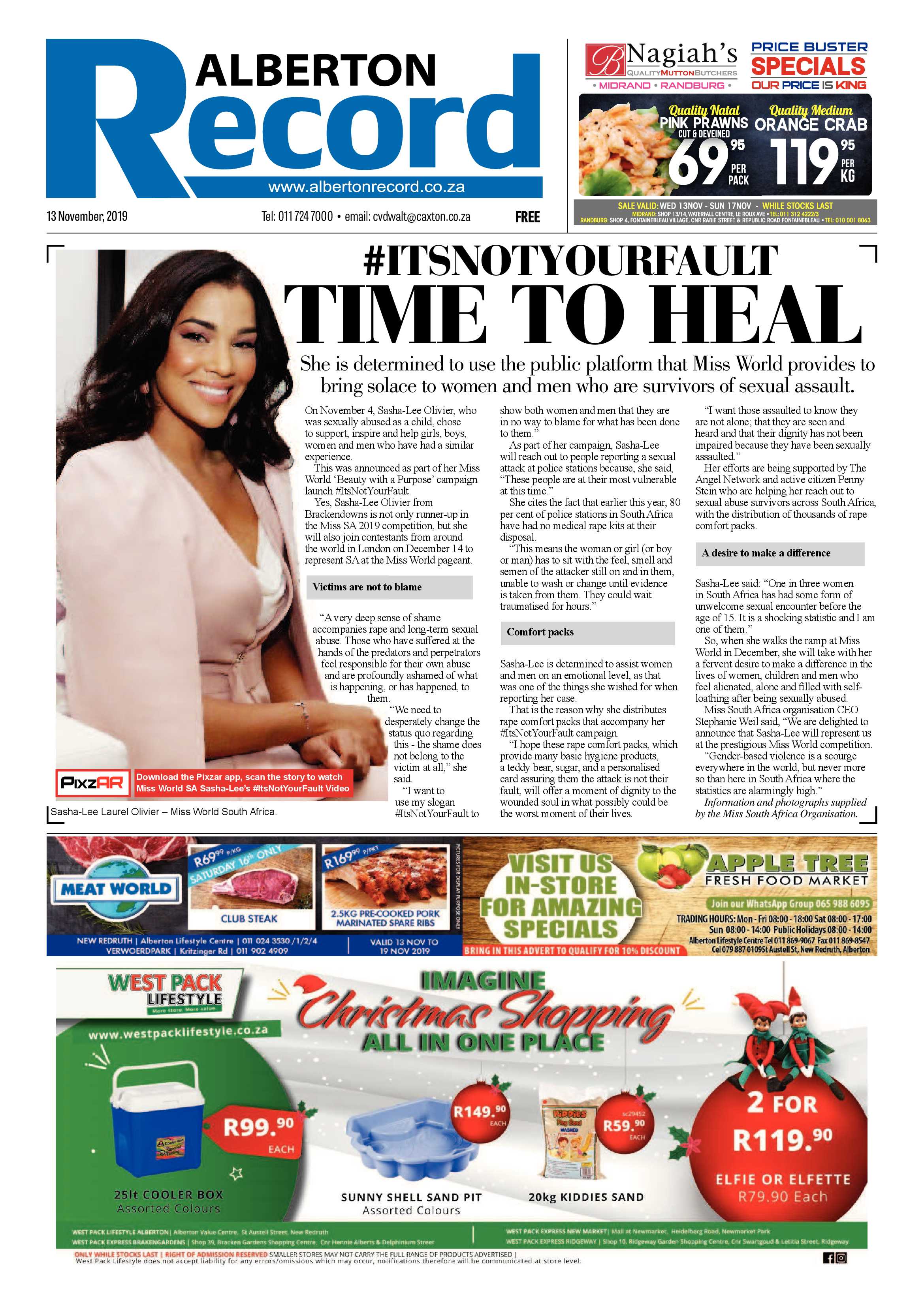 Alberton Record 13 November 2019 page 1
