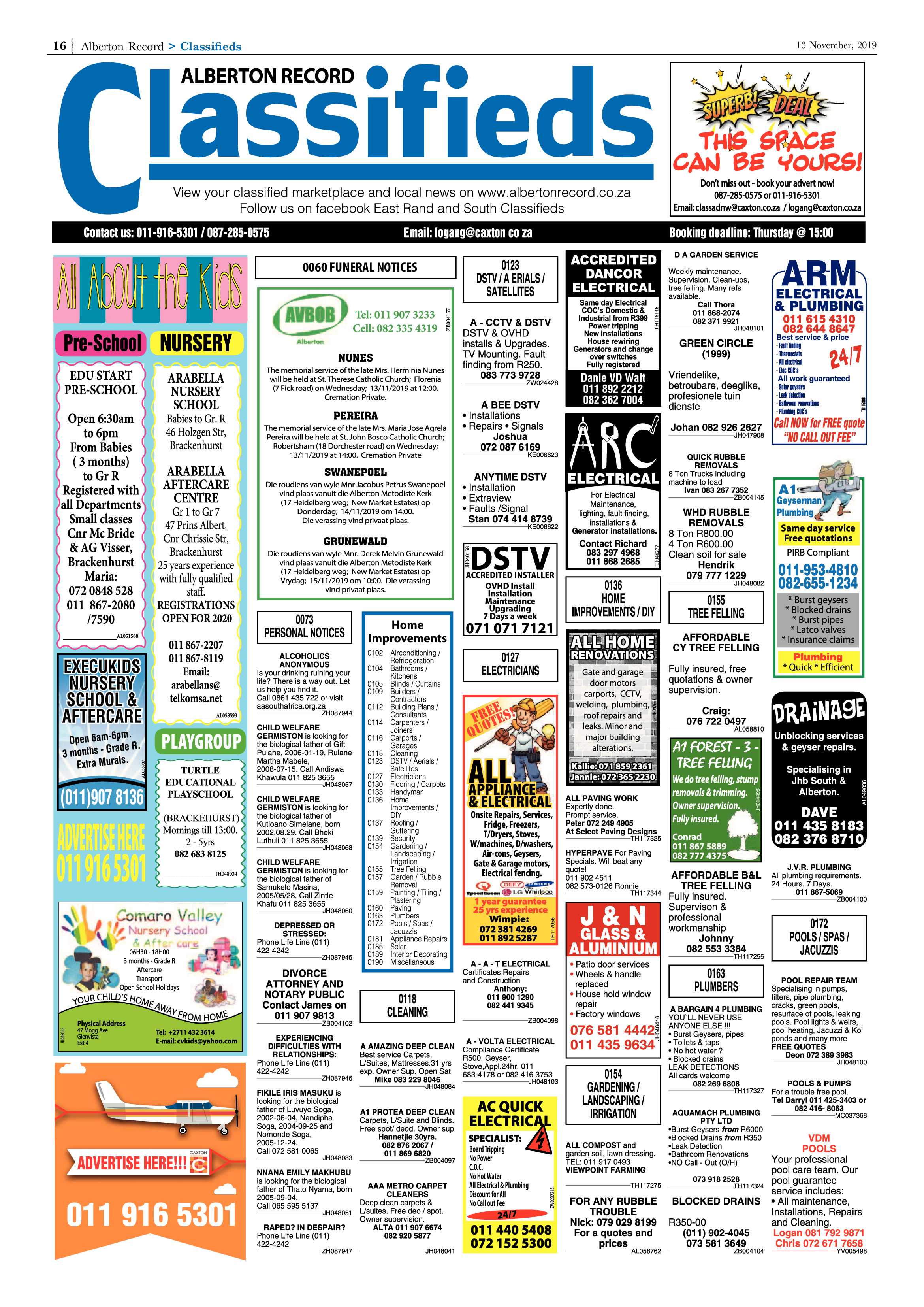 Alberton Record 13 November 2019 page 16