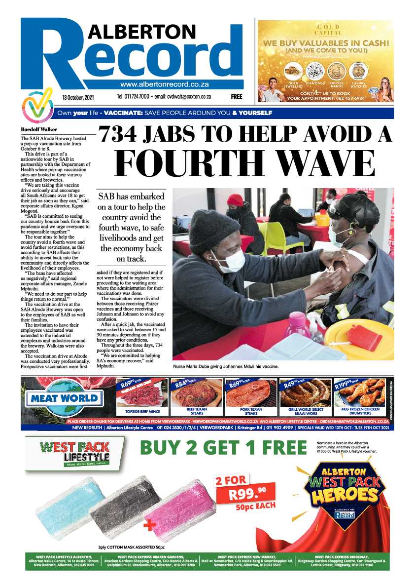 Alberton Record 13 October 2021 page 1
