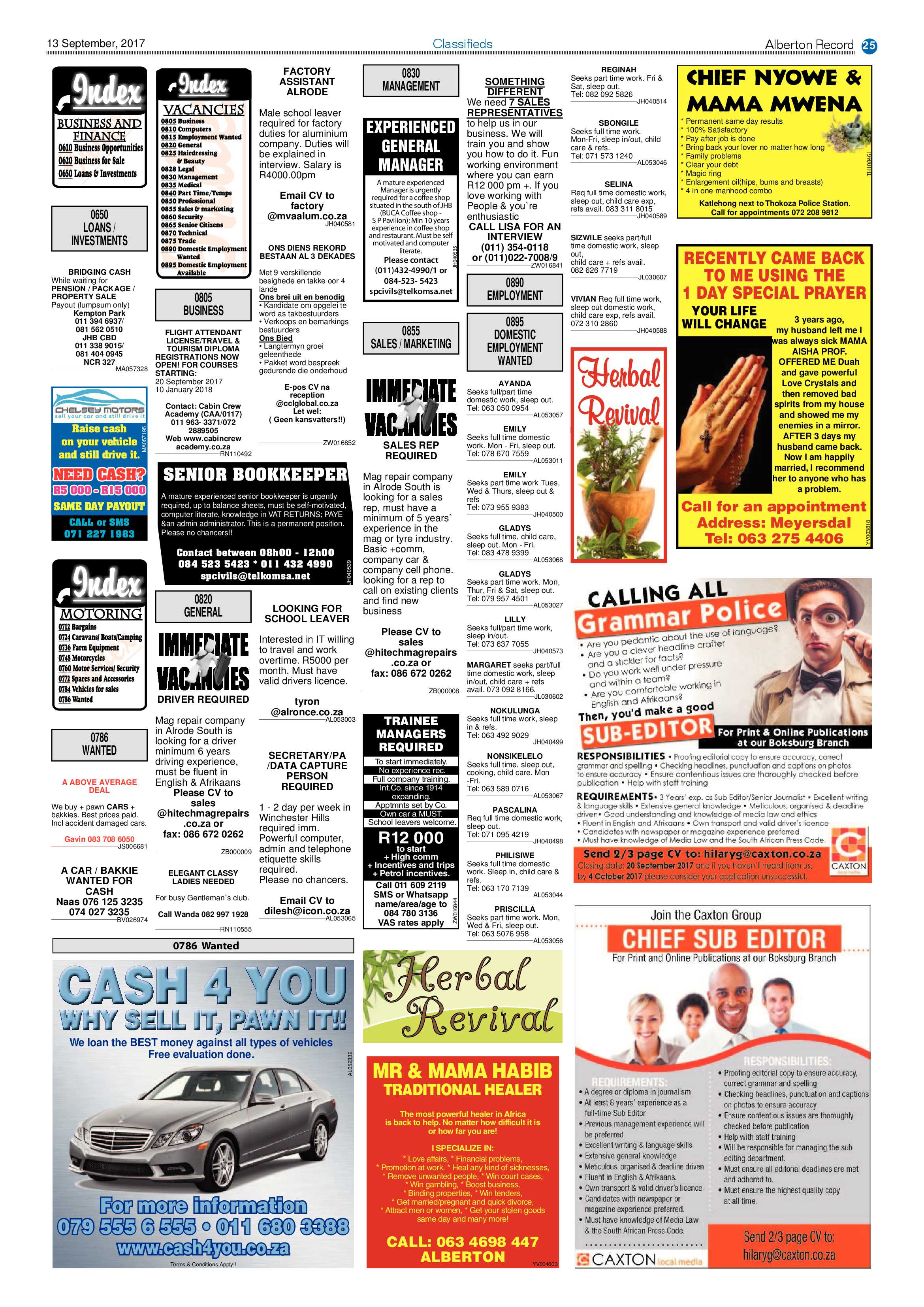 Alberton Record 13 September 2017 page 25