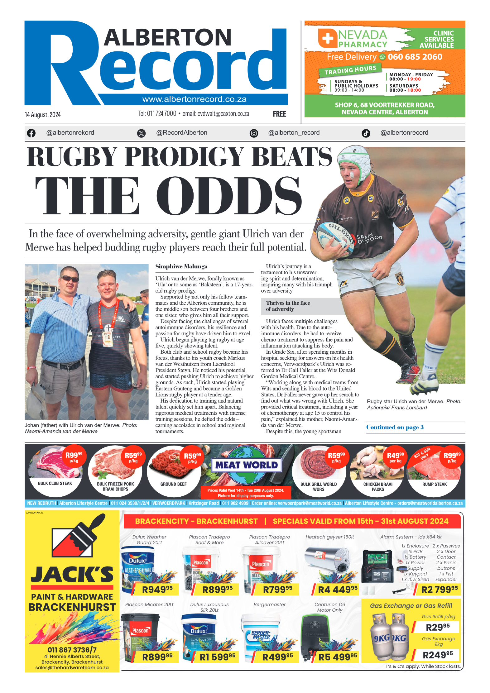 Alberton Record 14 August 2024 page 1