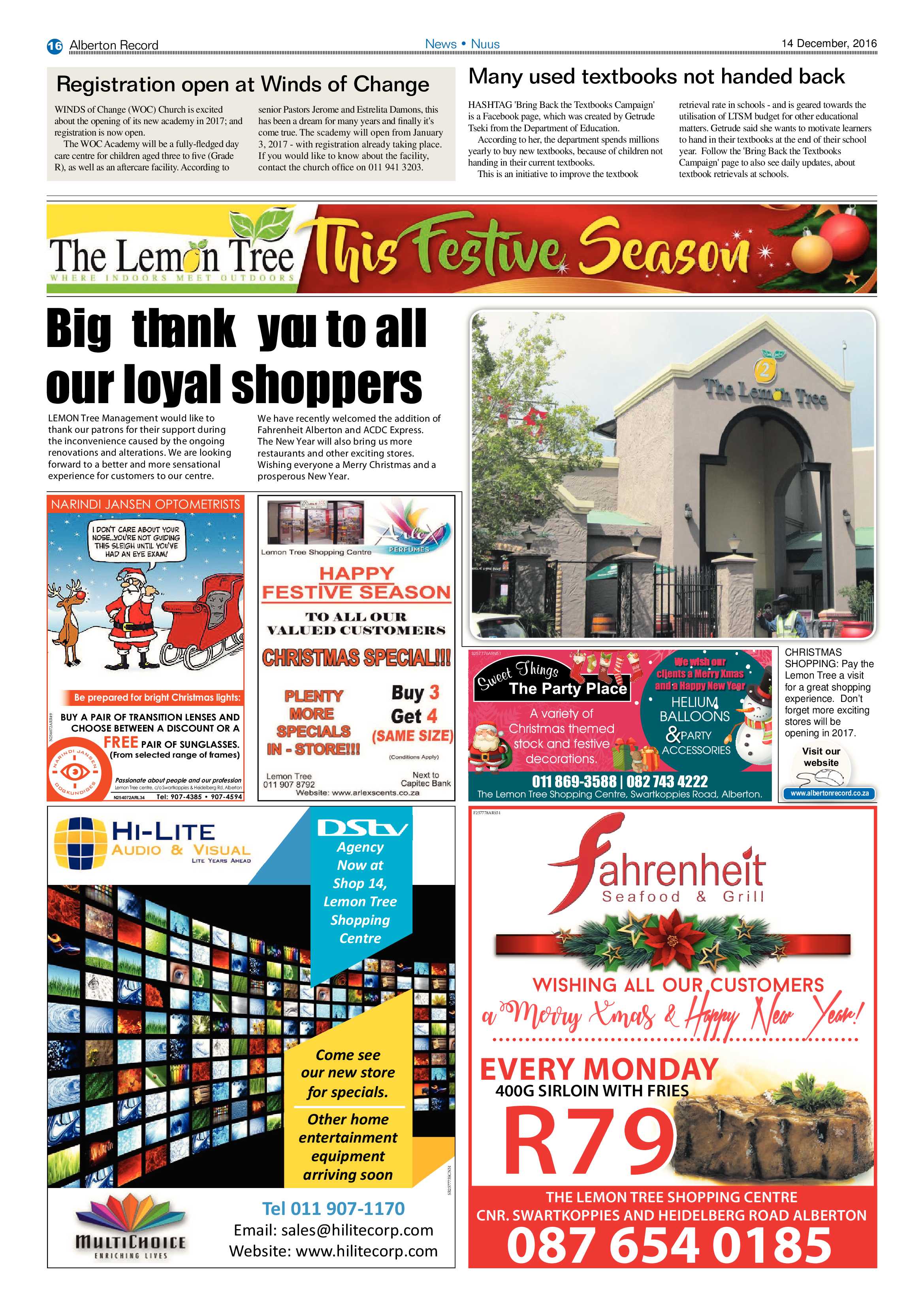 Alberton Record 14 December 2016 page 16