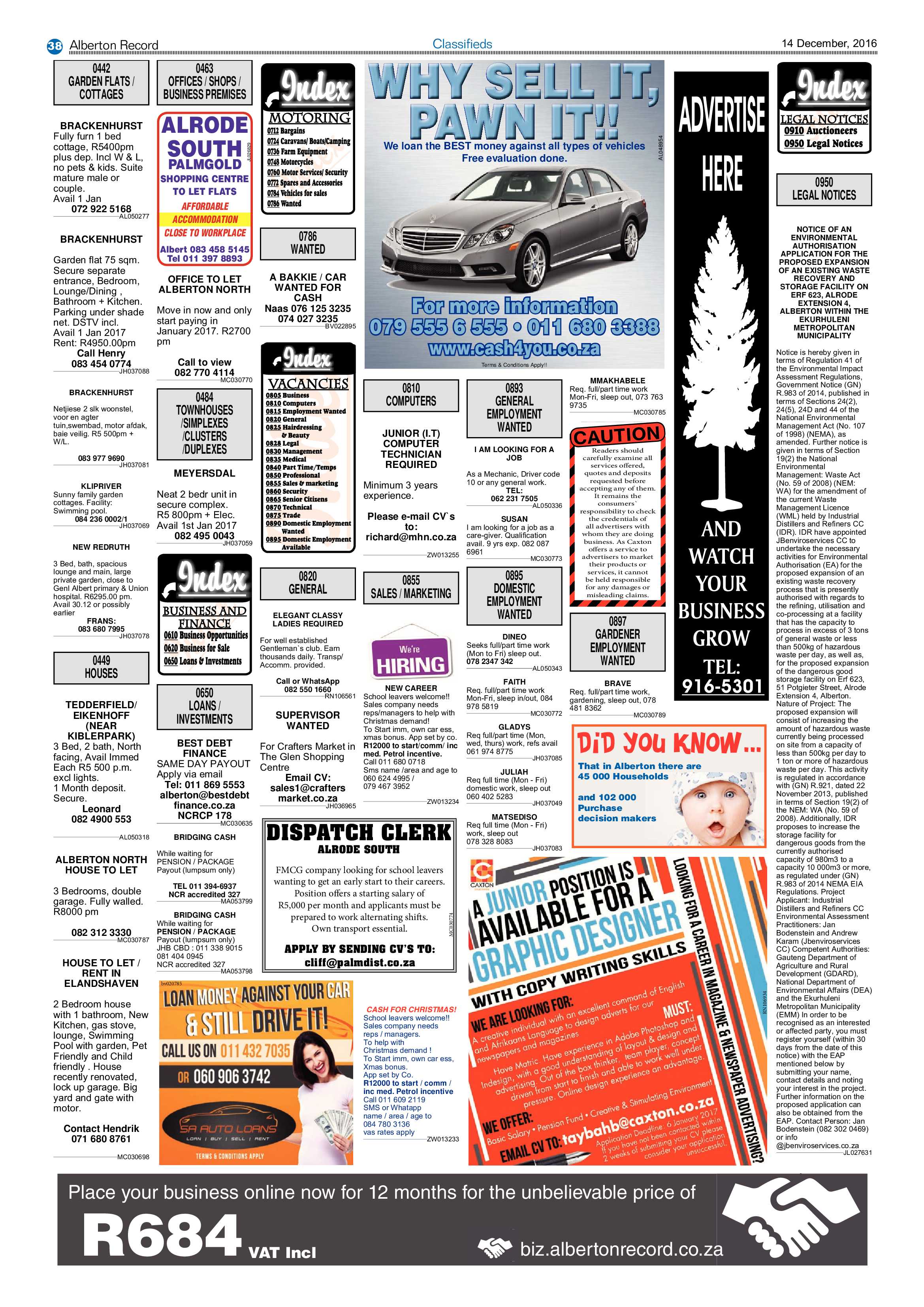Alberton Record 14 December 2016 page 38